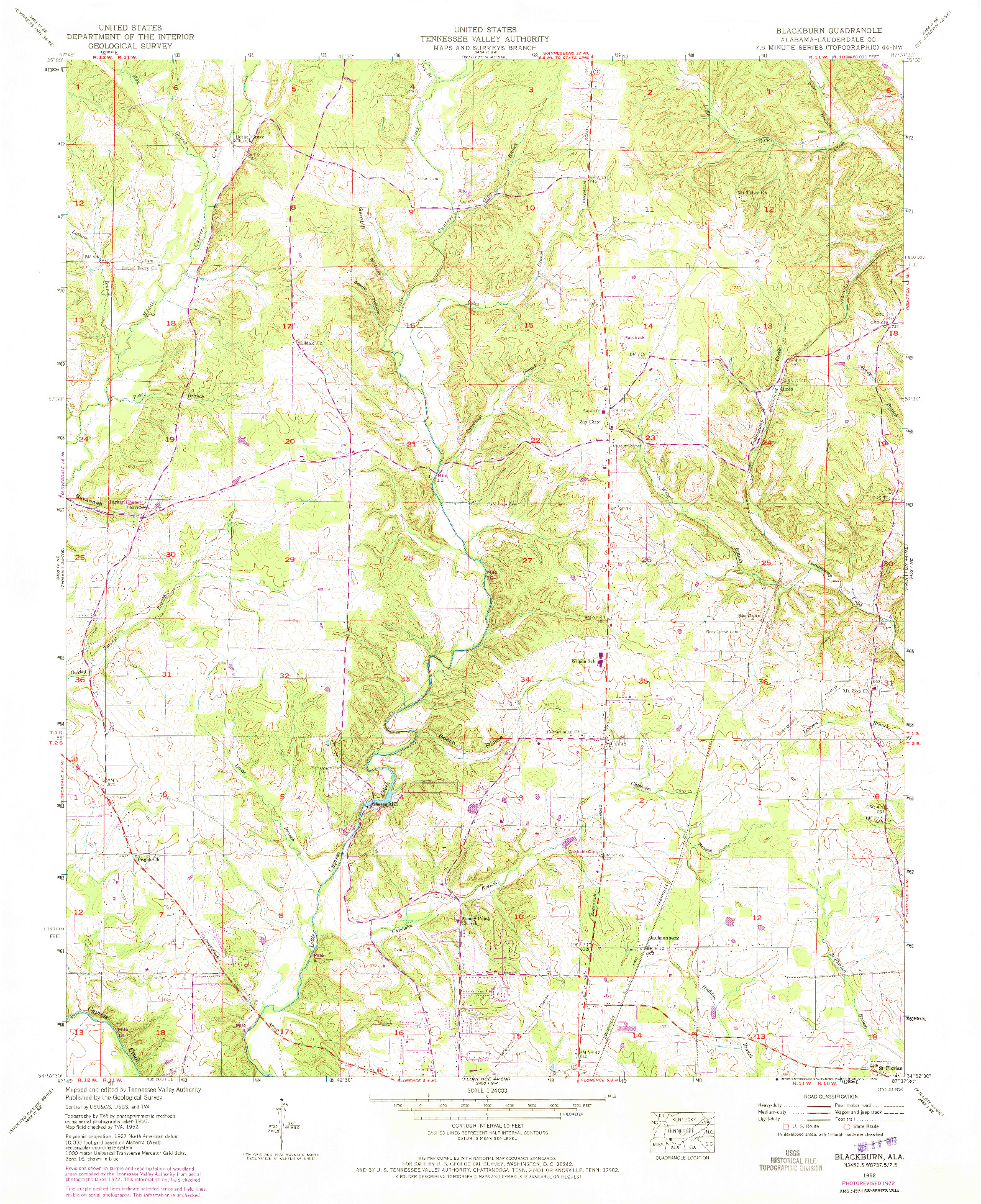 USGS 1:24000-SCALE QUADRANGLE FOR BLACKBURN, AL 1952