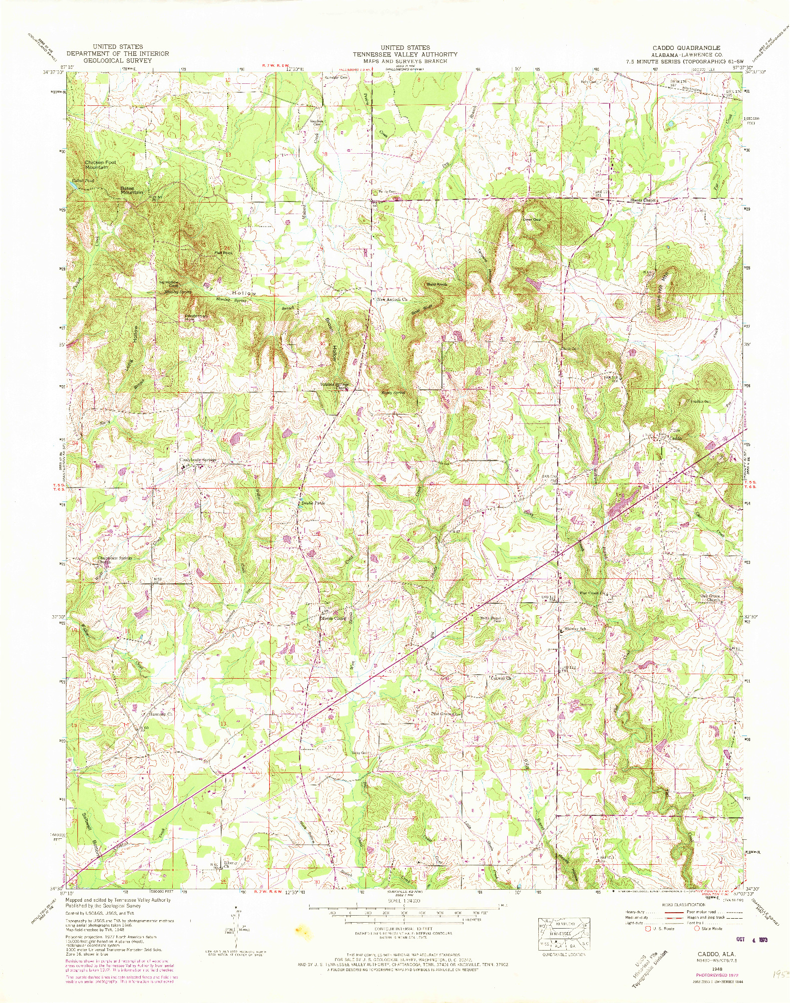 USGS 1:24000-SCALE QUADRANGLE FOR CADDO, AL 1948