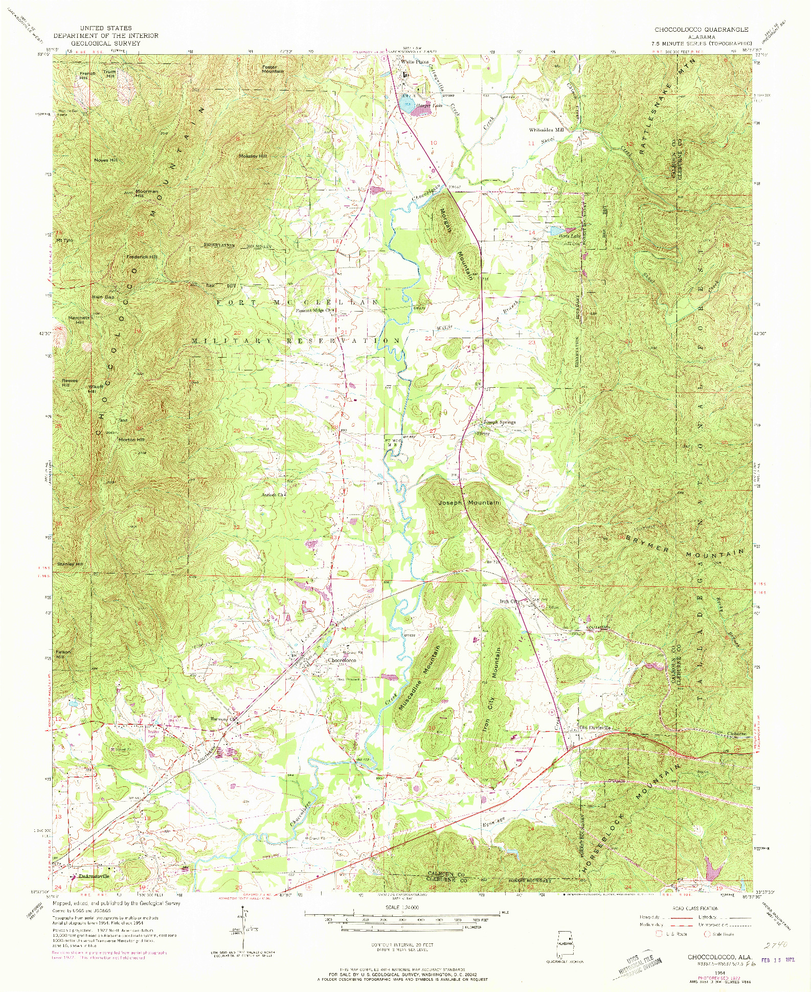 USGS 1:24000-SCALE QUADRANGLE FOR CHOCCOLOCCO, AL 1954