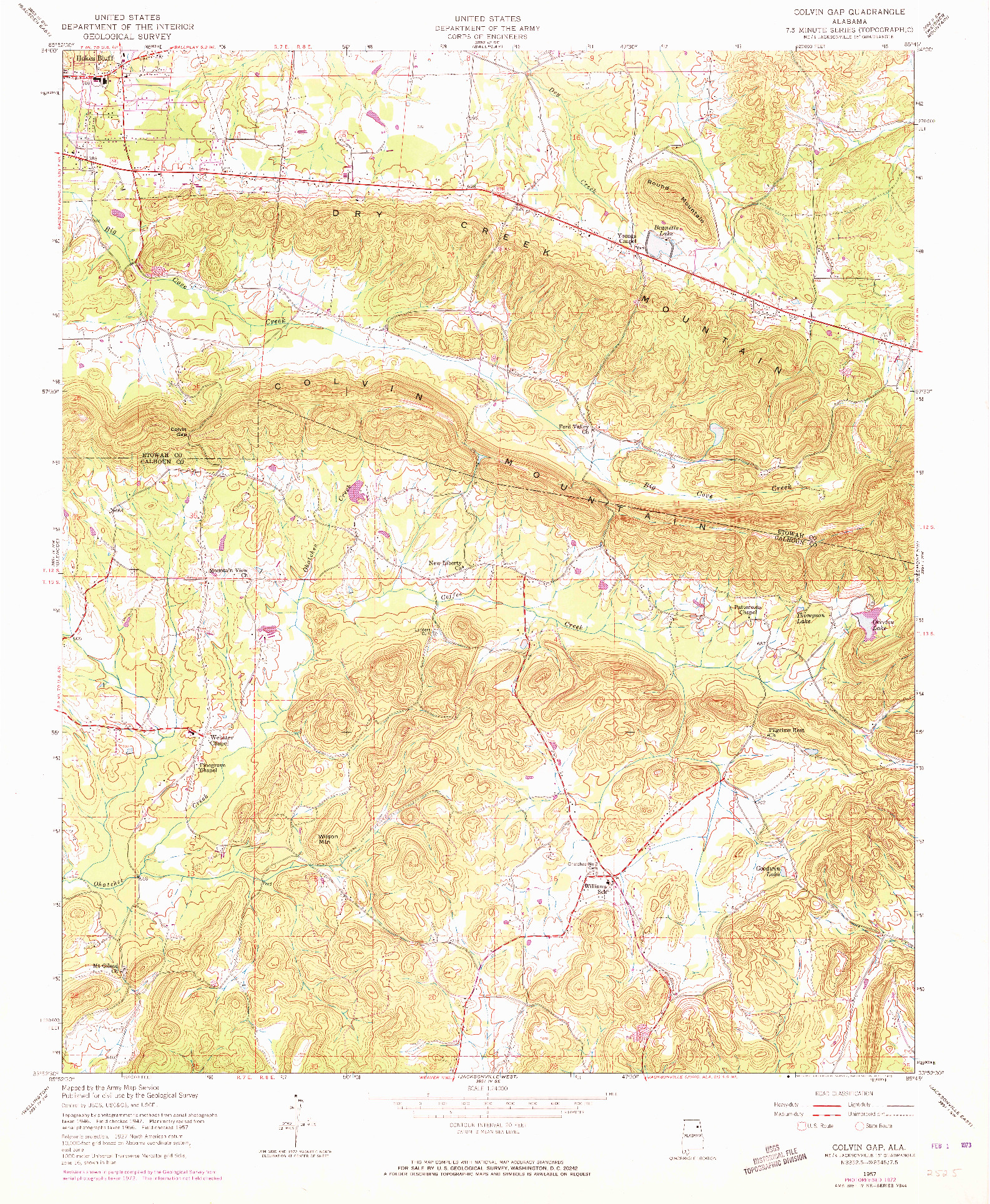 USGS 1:24000-SCALE QUADRANGLE FOR COLVIN GAP, AL 1957