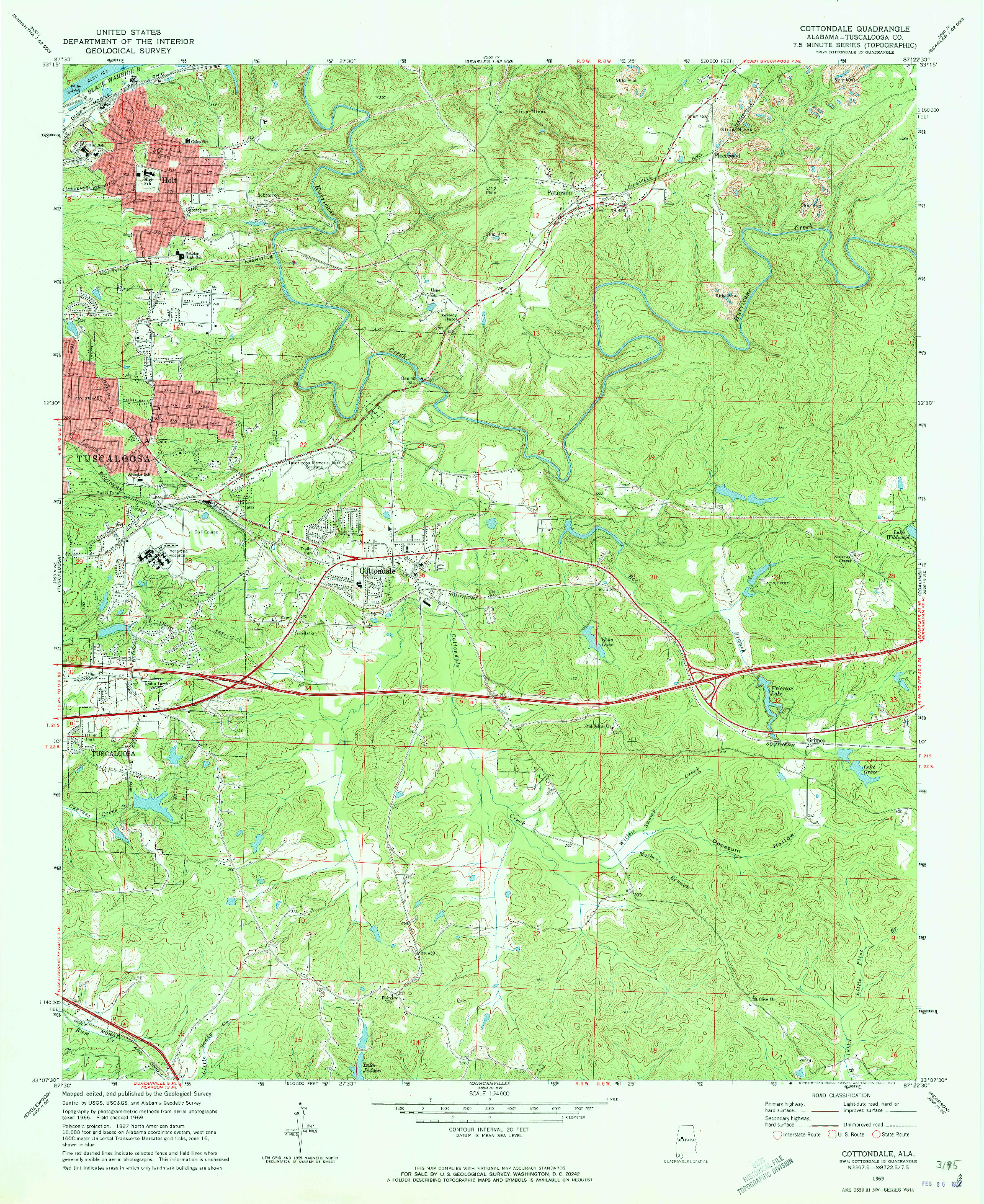 USGS 1:24000-SCALE QUADRANGLE FOR COTTONDALE, AL 1969