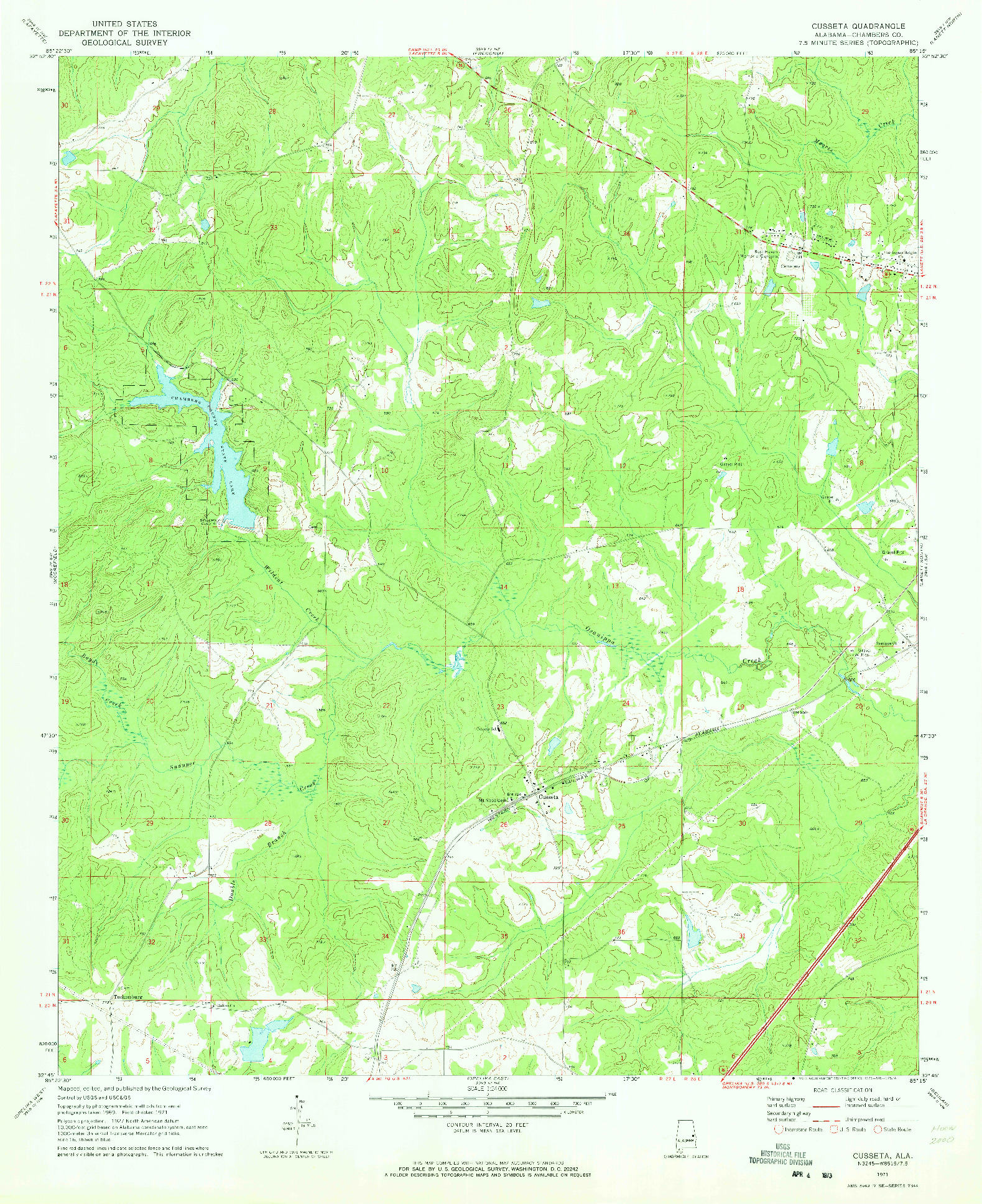 USGS 1:24000-SCALE QUADRANGLE FOR CUSSETA, AL 1971