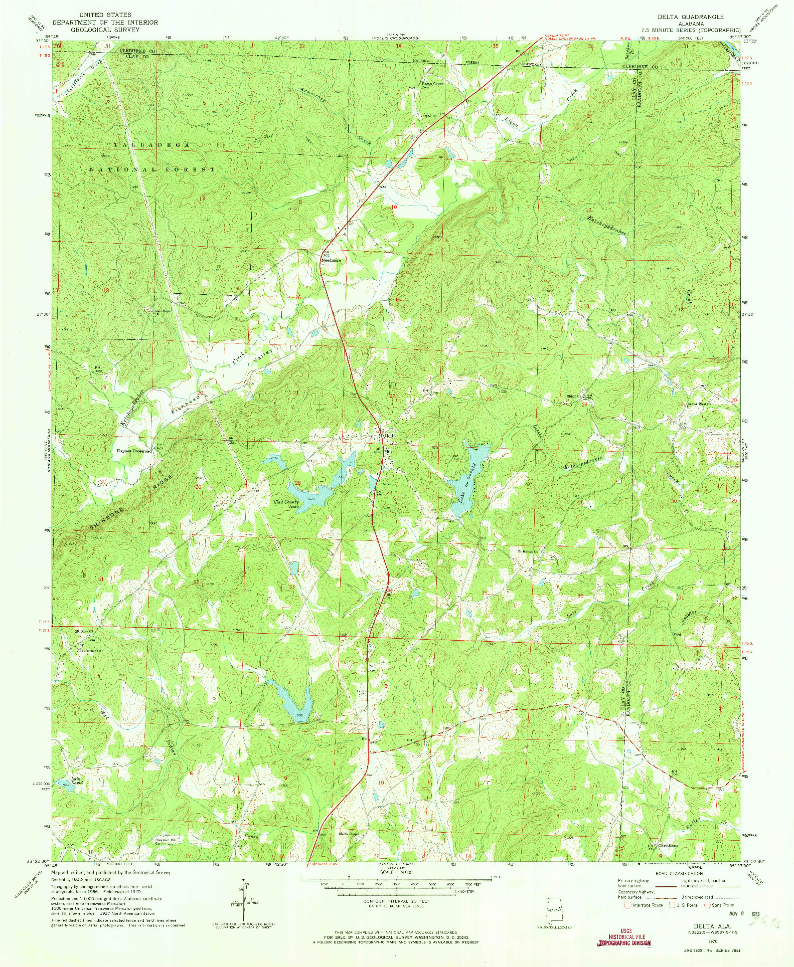 USGS 1:24000-SCALE QUADRANGLE FOR DELTA, AL 1970