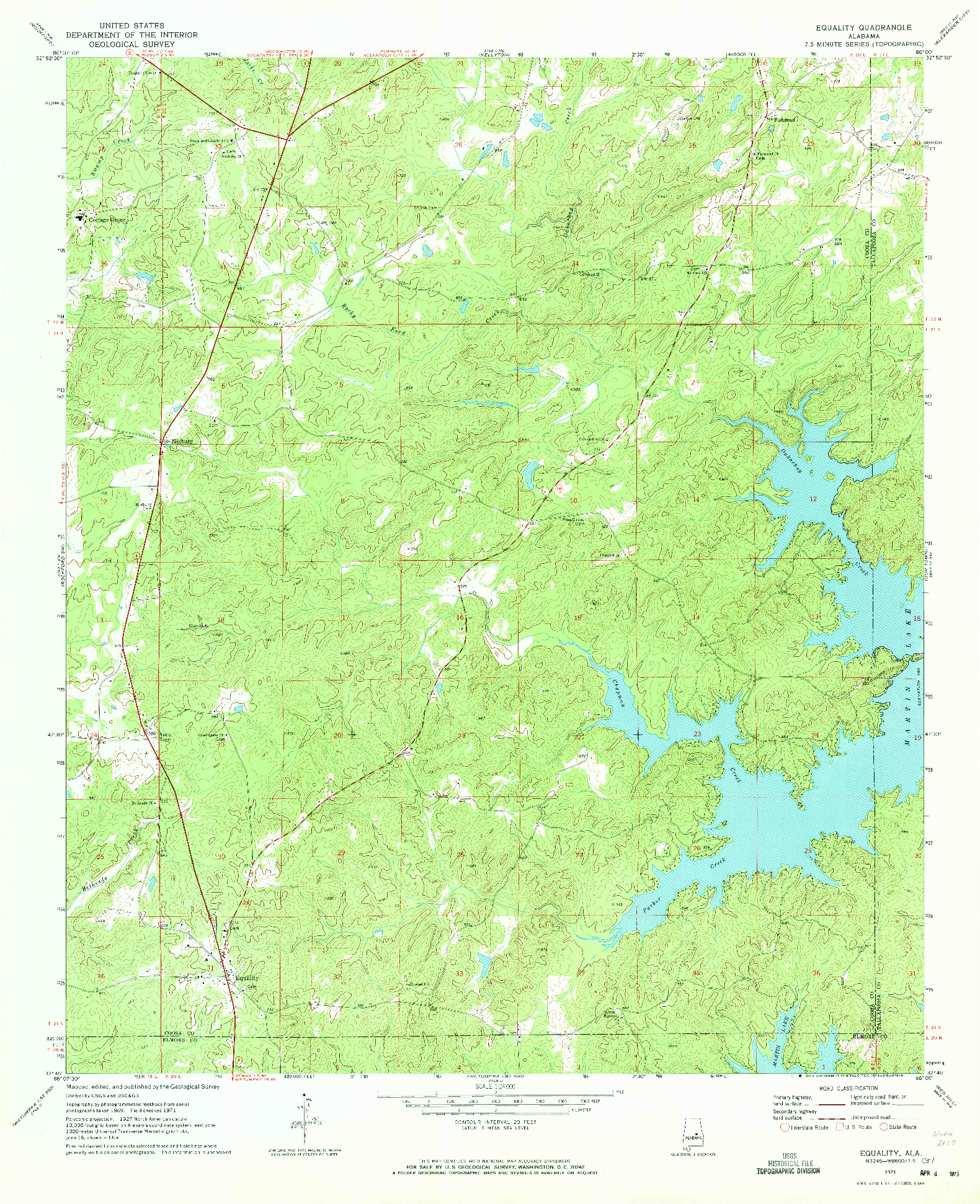 USGS 1:24000-SCALE QUADRANGLE FOR EQUALITY, AL 1971