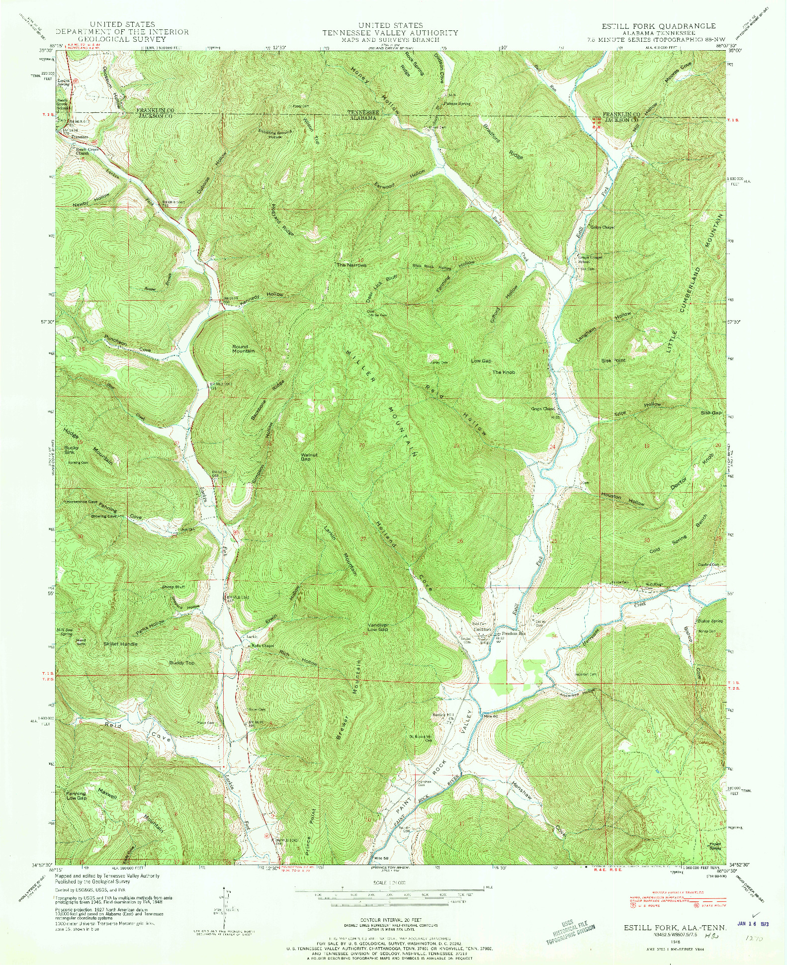 USGS 1:24000-SCALE QUADRANGLE FOR ESTILL FORK, AL 1948