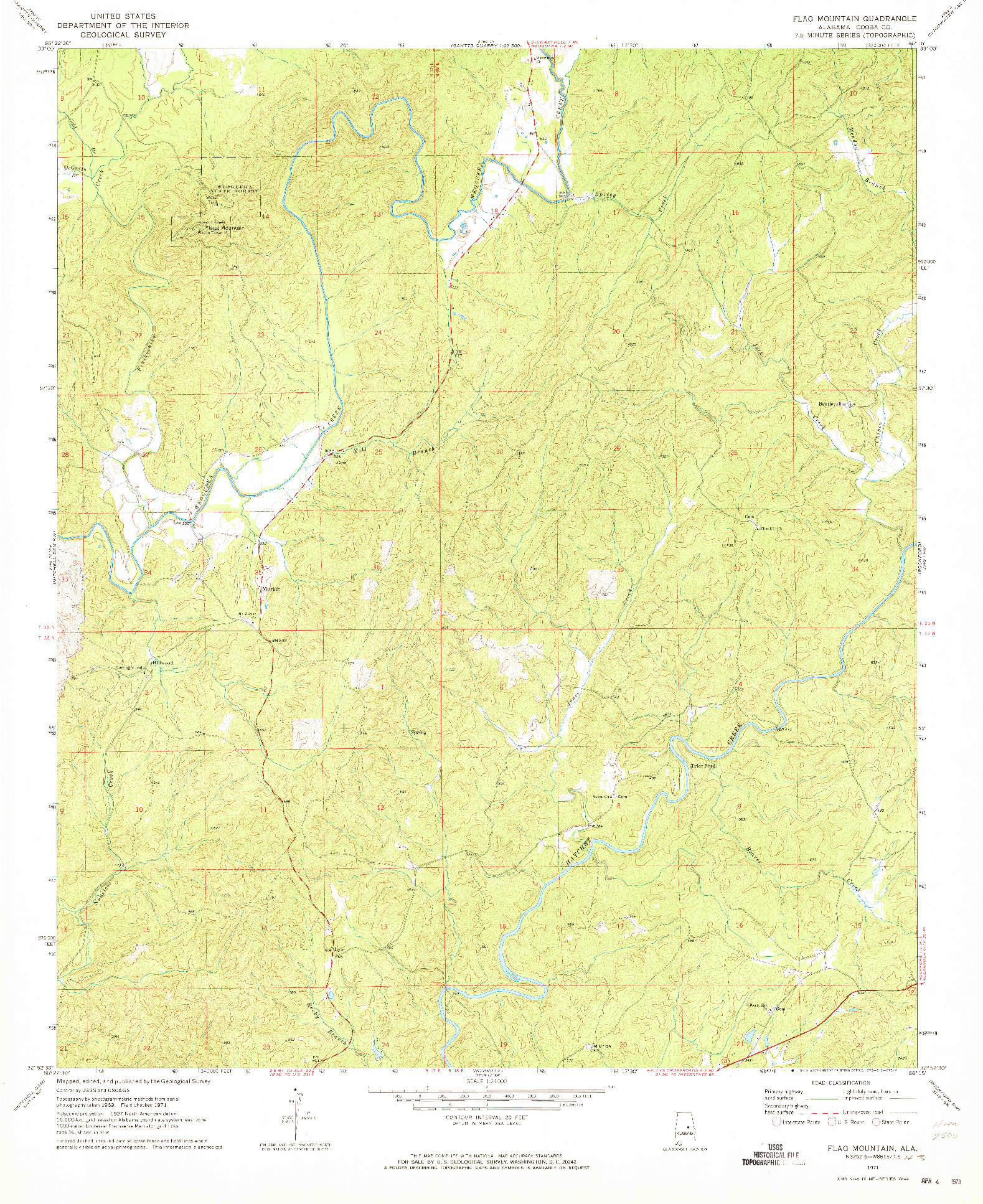 USGS 1:24000-SCALE QUADRANGLE FOR FLAG MOUNTAIN, AL 1971