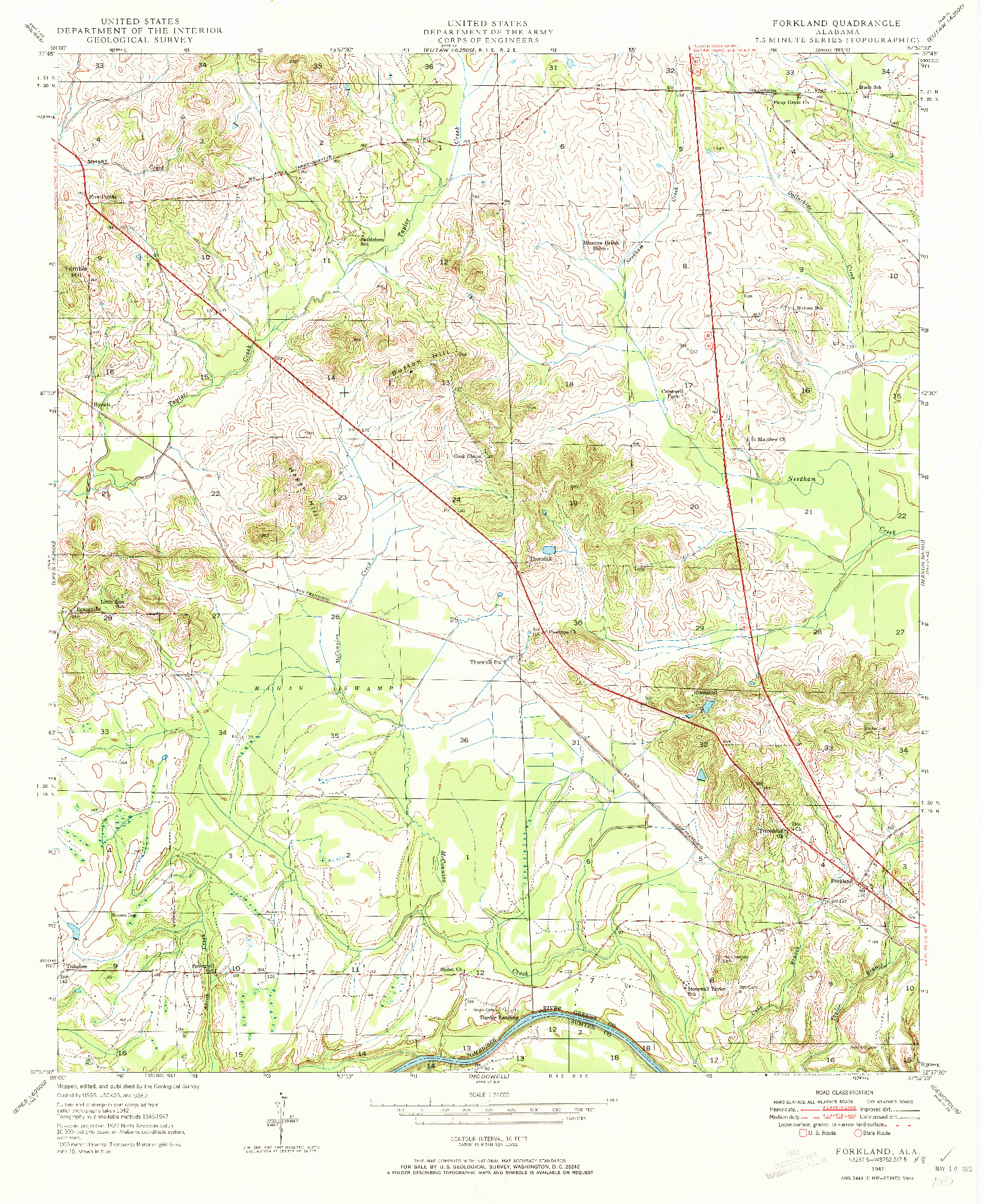 USGS 1:24000-SCALE QUADRANGLE FOR FORKLAND, AL 1947