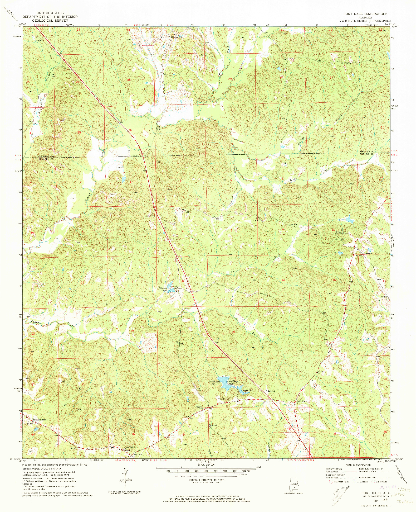 USGS 1:24000-SCALE QUADRANGLE FOR FORT DALE, AL 1971
