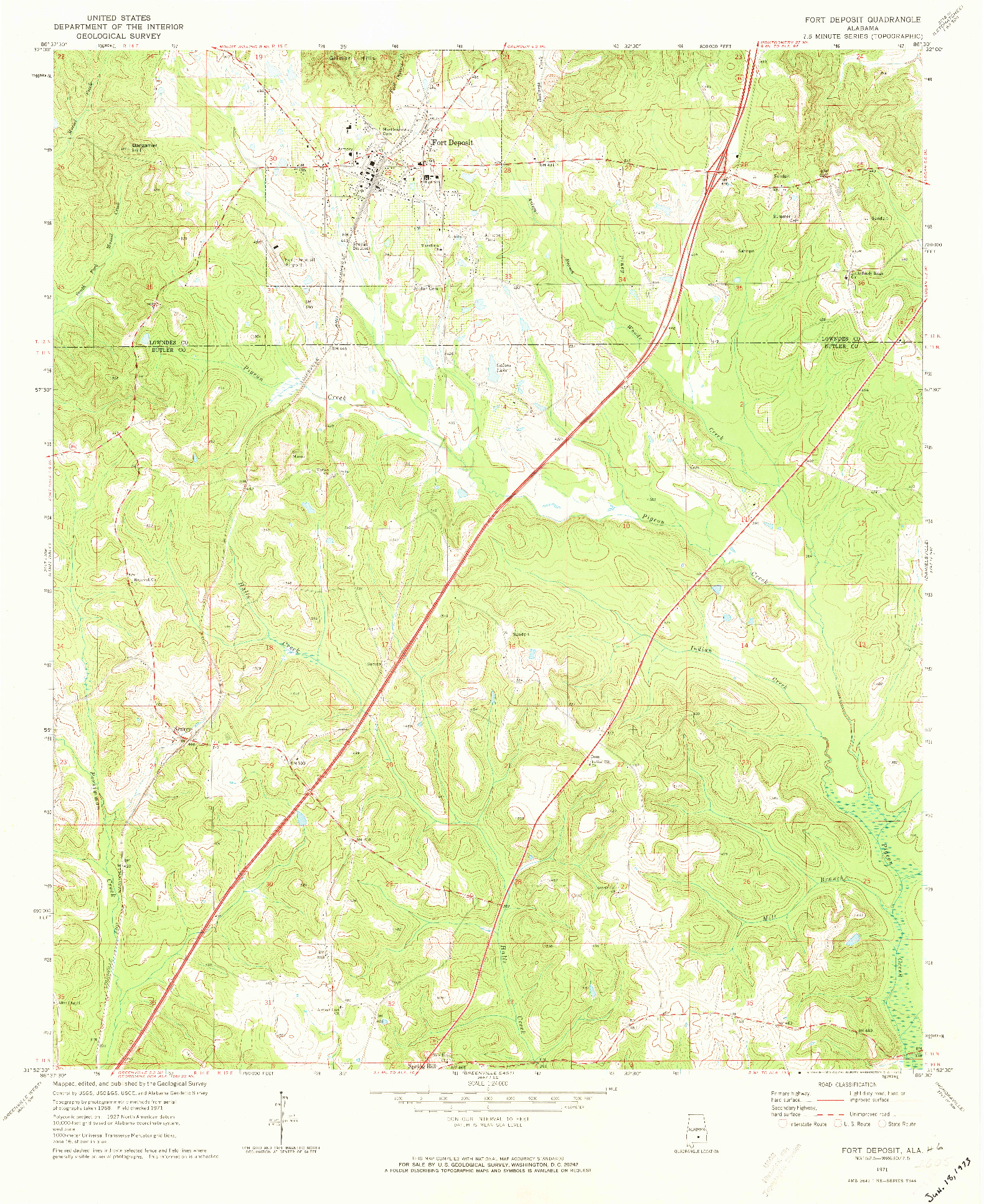 USGS 1:24000-SCALE QUADRANGLE FOR FORT DEPOSIT, AL 1971