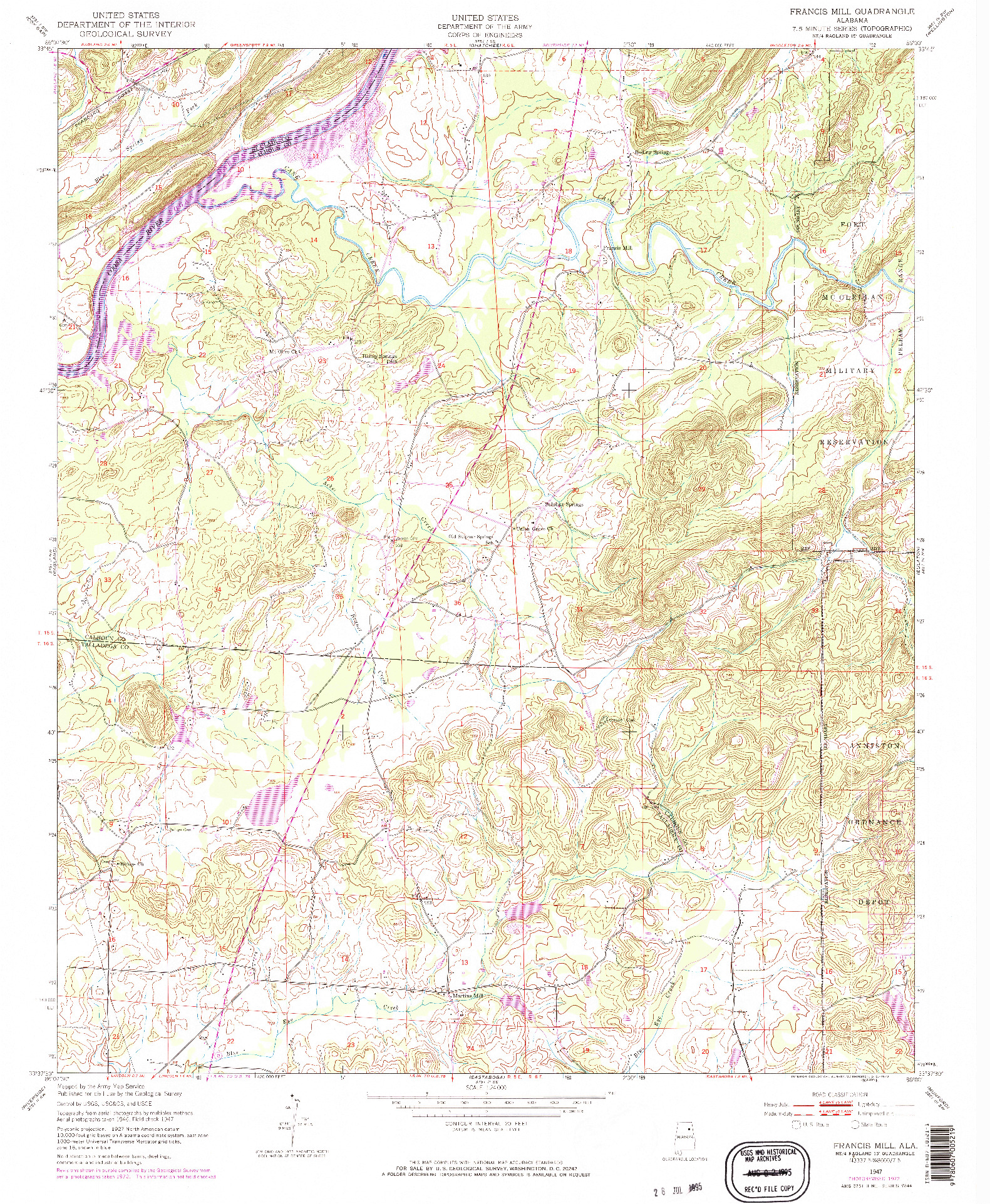 USGS 1:24000-SCALE QUADRANGLE FOR FRANCIS MILL, AL 1947