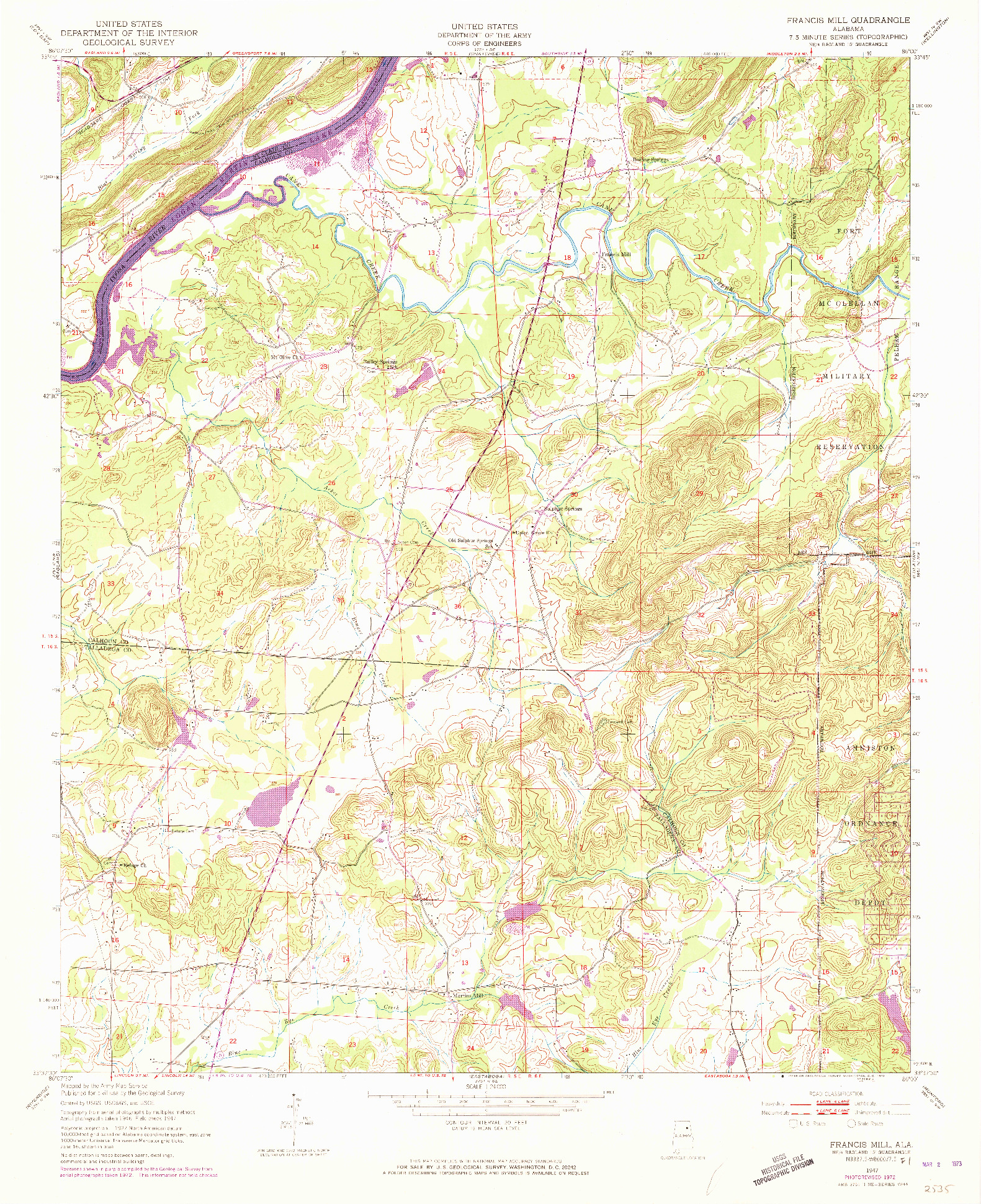 USGS 1:24000-SCALE QUADRANGLE FOR FRANCIS MILL, AL 1947
