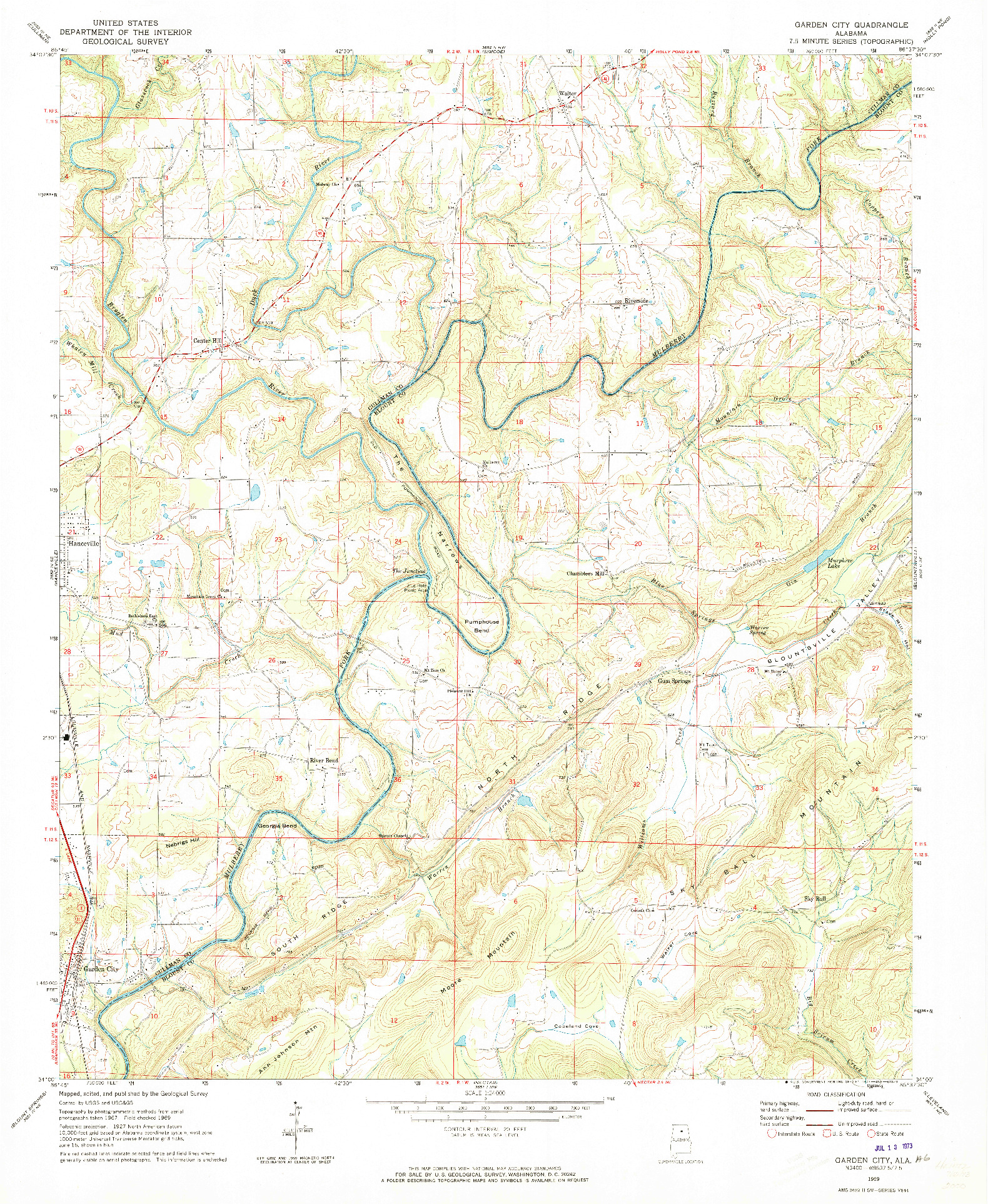 USGS 1:24000-SCALE QUADRANGLE FOR GARDEN CITY, AL 1969