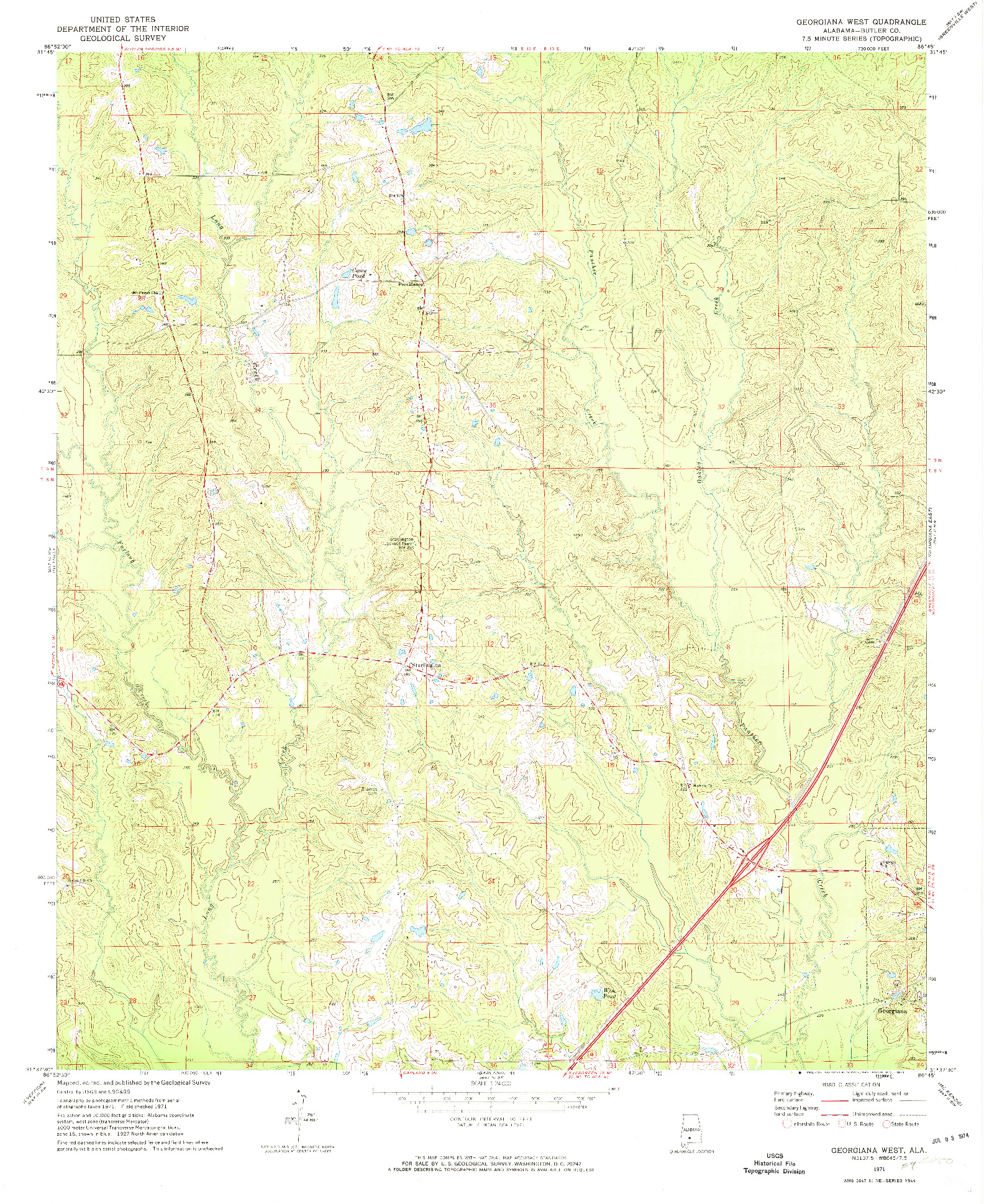 USGS 1:24000-SCALE QUADRANGLE FOR GEORGIANA EAST, AL 1971
