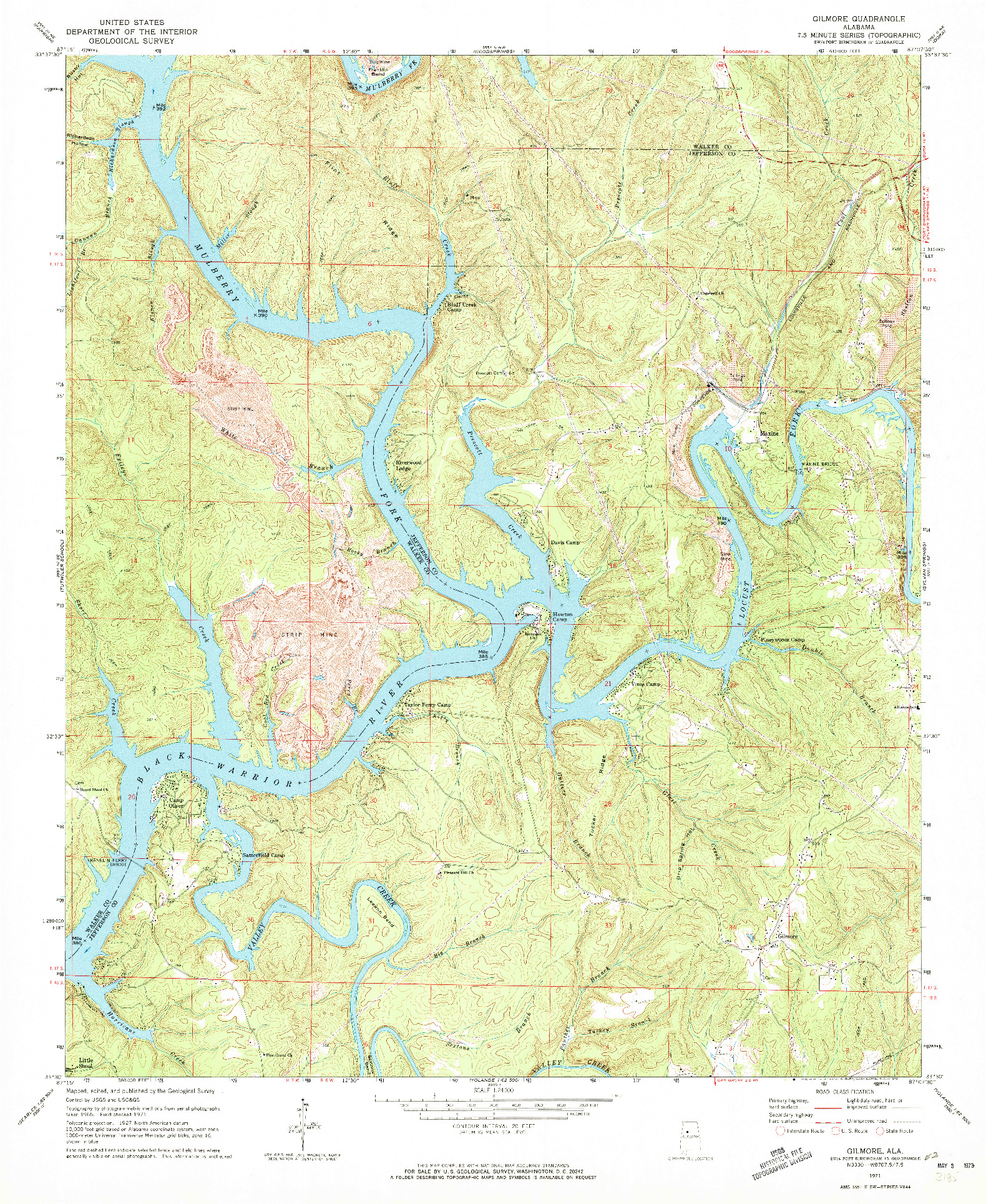 USGS 1:24000-SCALE QUADRANGLE FOR GILMORE, AL 1971