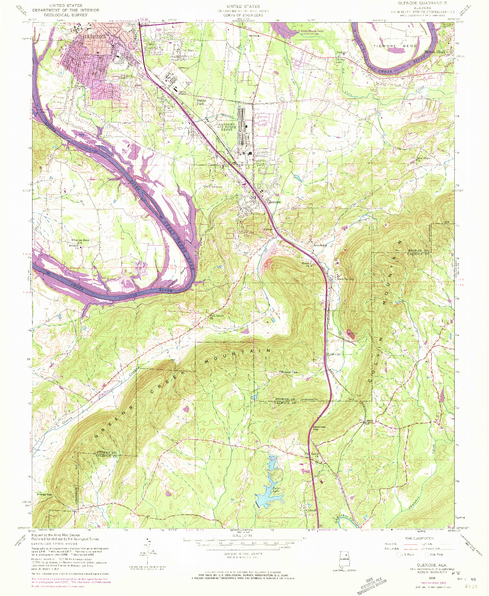 USGS 1:24000-SCALE QUADRANGLE FOR GLENCOE, AL 1956