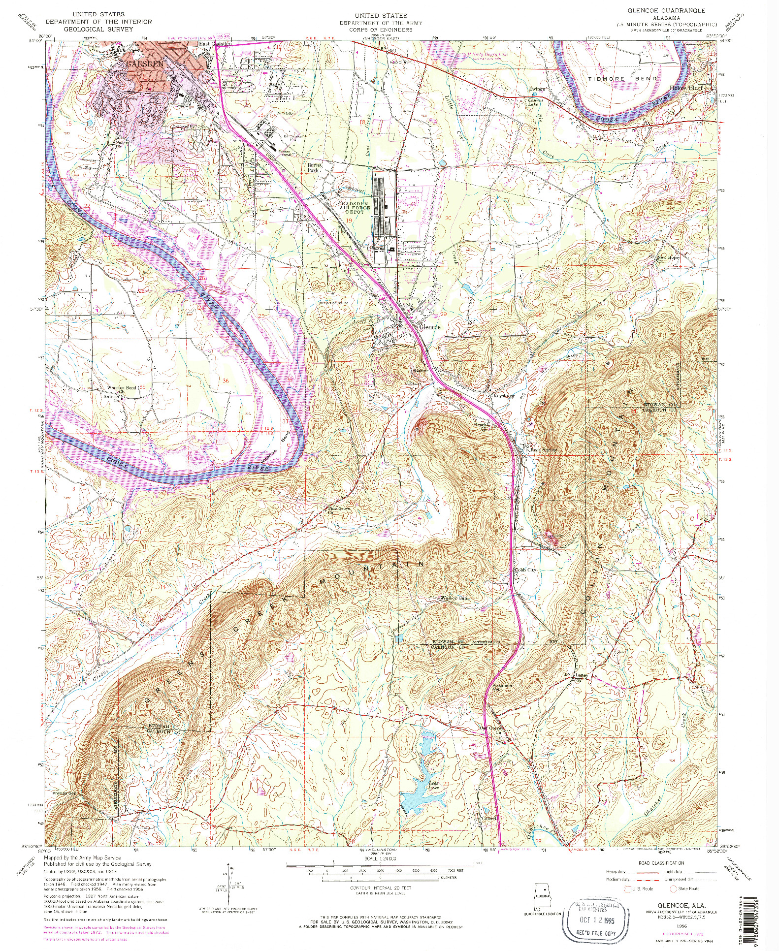 USGS 1:24000-SCALE QUADRANGLE FOR GLENCOE, AL 1956