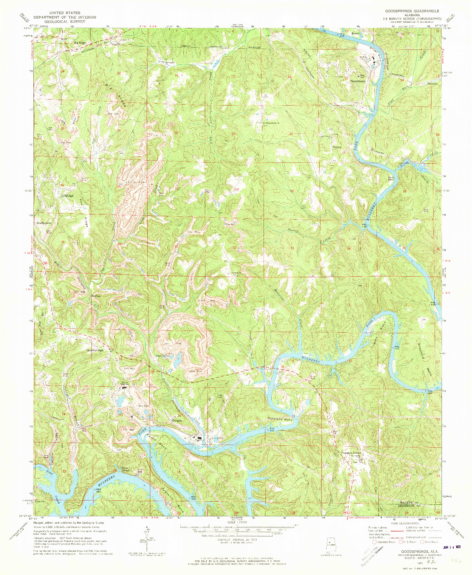 USGS 1:24000-SCALE QUADRANGLE FOR GOODSPRINGS, AL 1971