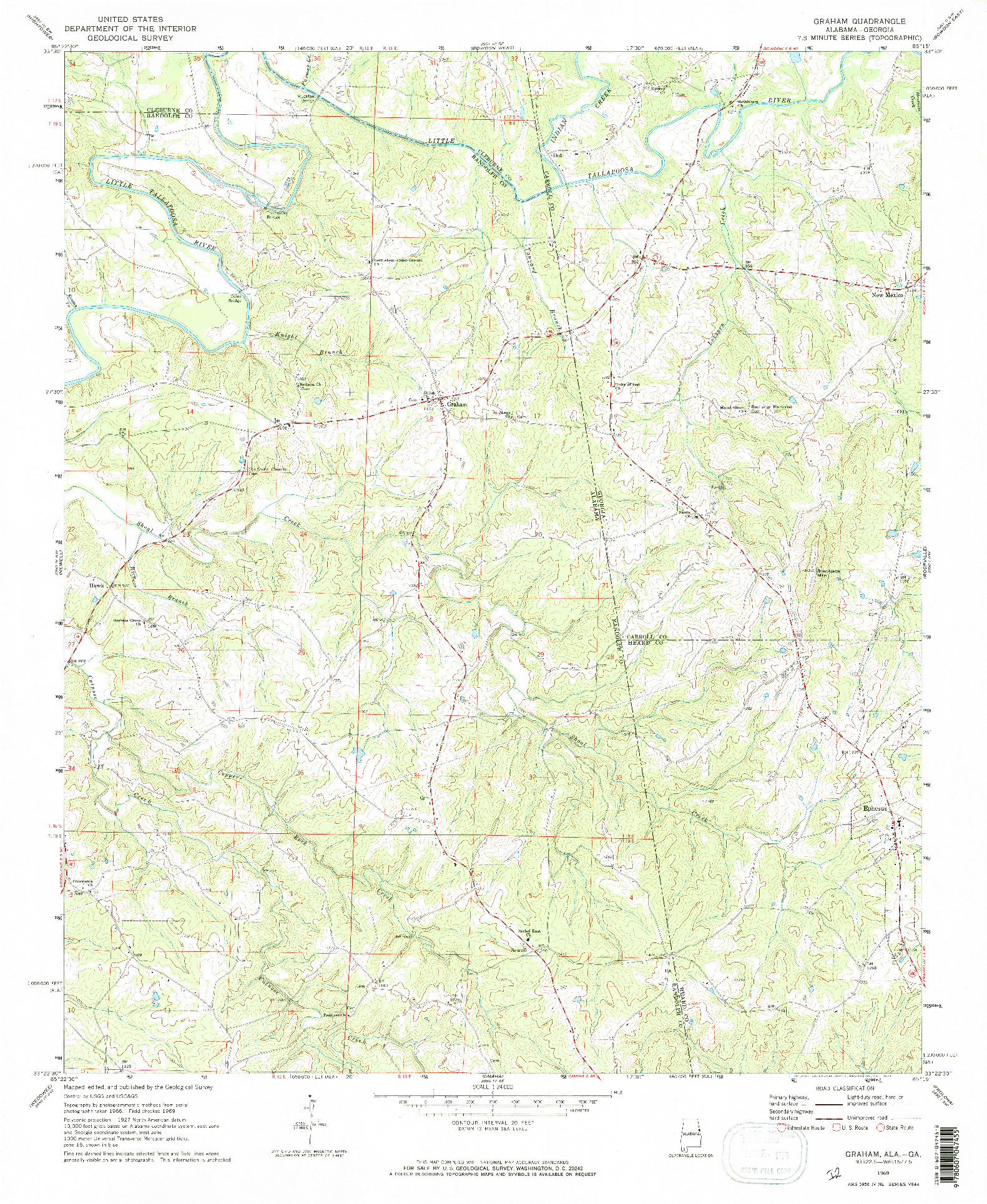 USGS 1:24000-SCALE QUADRANGLE FOR GRAHAM, AL 1969