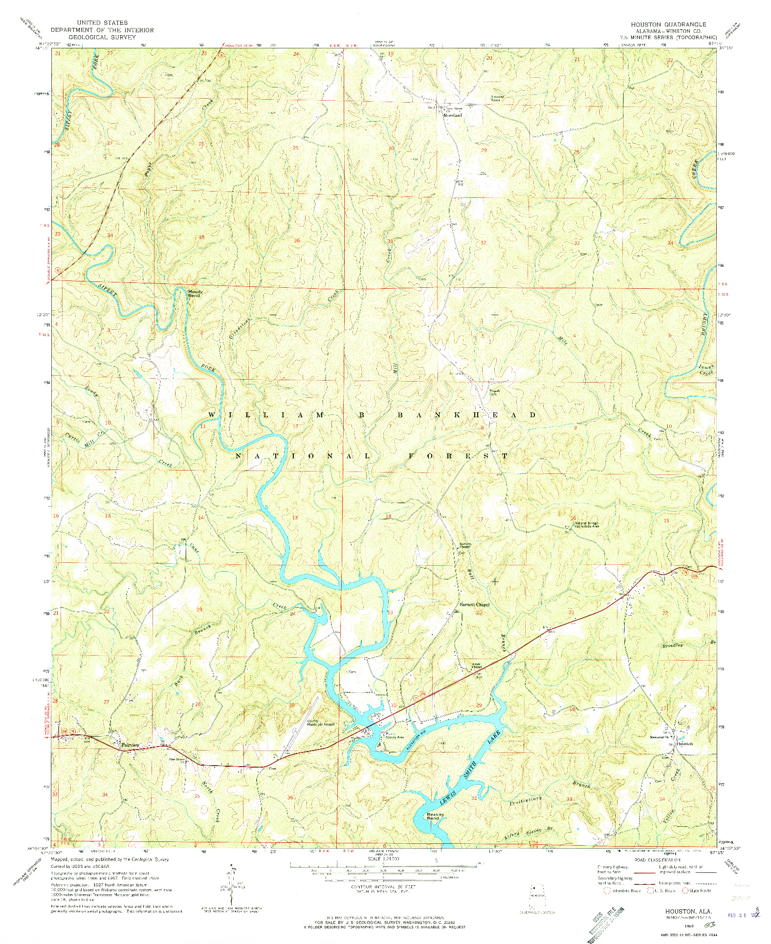 USGS 1:24000-SCALE QUADRANGLE FOR HOUSTON, AL 1969