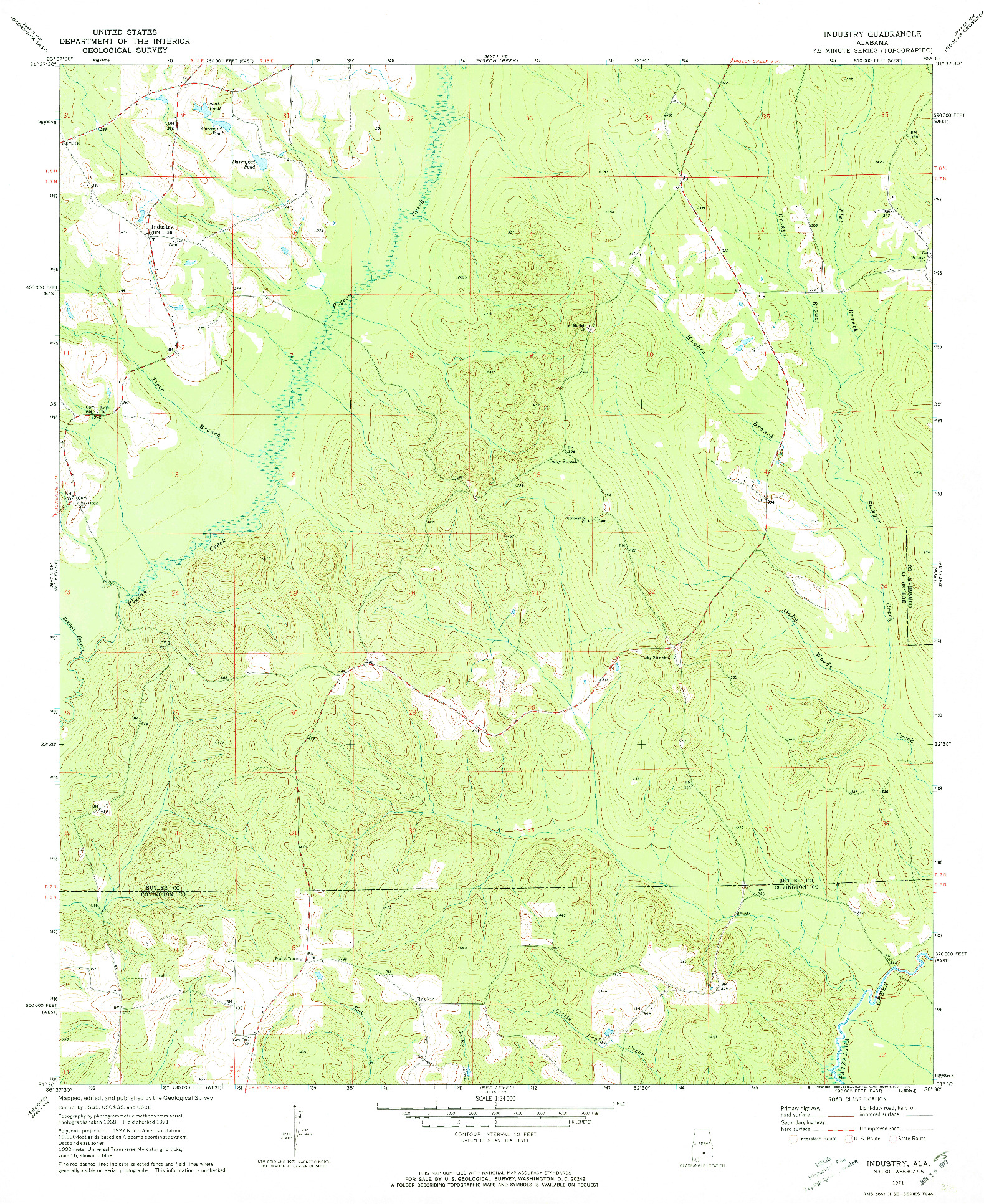 USGS 1:24000-SCALE QUADRANGLE FOR INDUSTRY, AL 1971