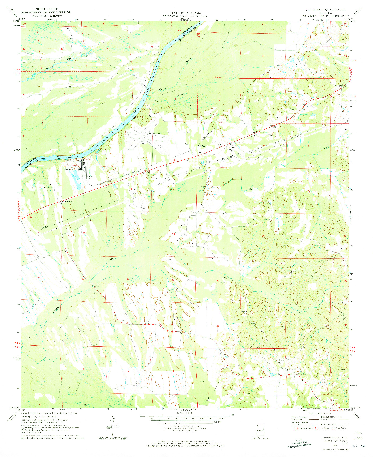 USGS 1:24000-SCALE QUADRANGLE FOR JEFFERSON, AL 1970