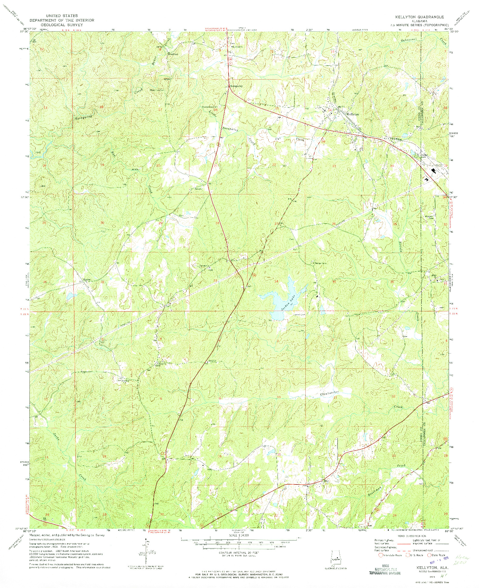 USGS 1:24000-SCALE QUADRANGLE FOR KELLYTON, AL 1971