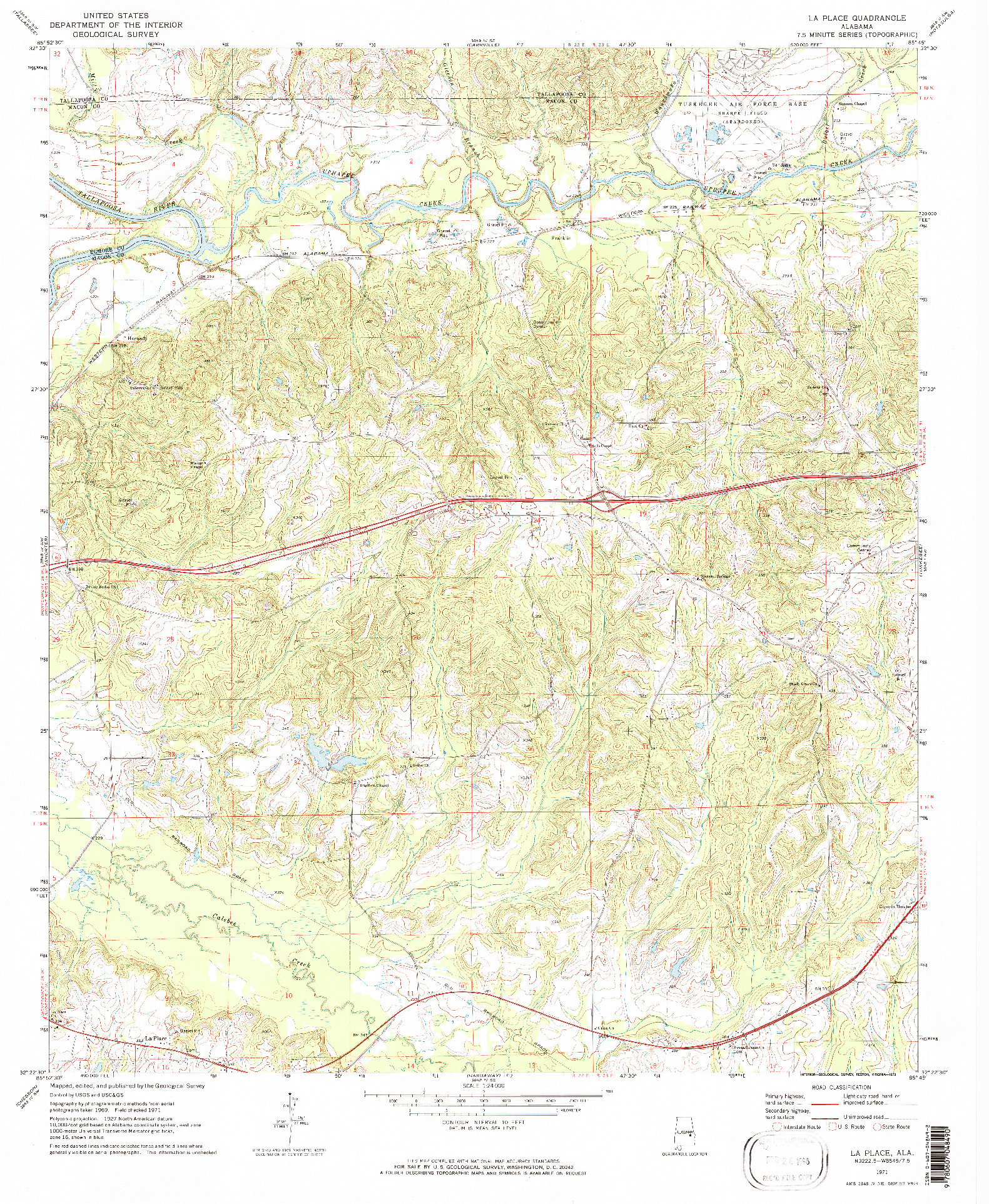 USGS 1:24000-SCALE QUADRANGLE FOR LA PLACE, AL 1971