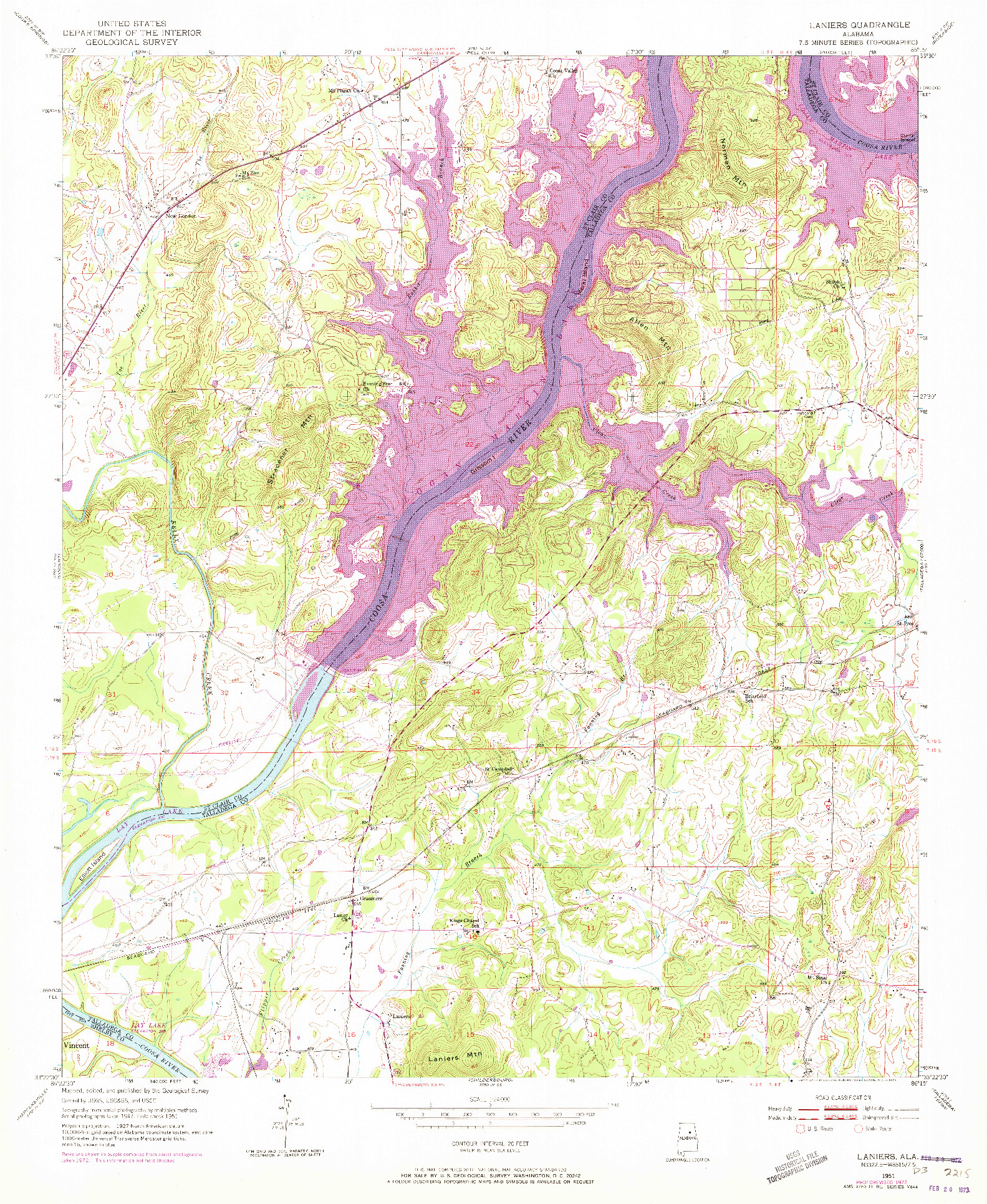 USGS 1:24000-SCALE QUADRANGLE FOR LANIERS, AL 1951