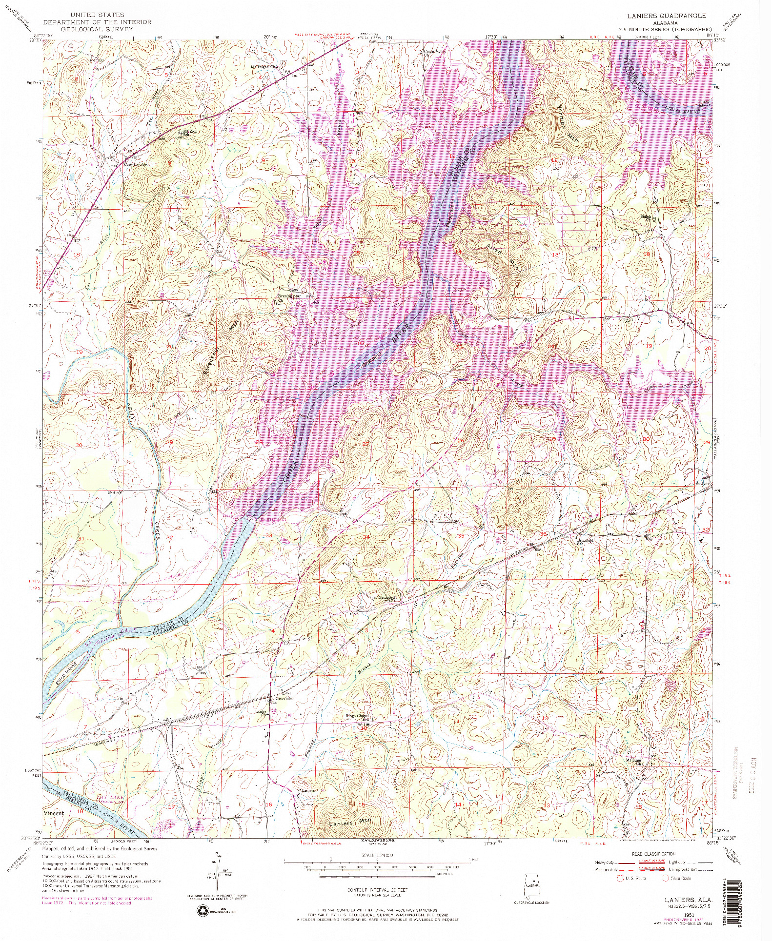 USGS 1:24000-SCALE QUADRANGLE FOR LANIERS, AL 1951