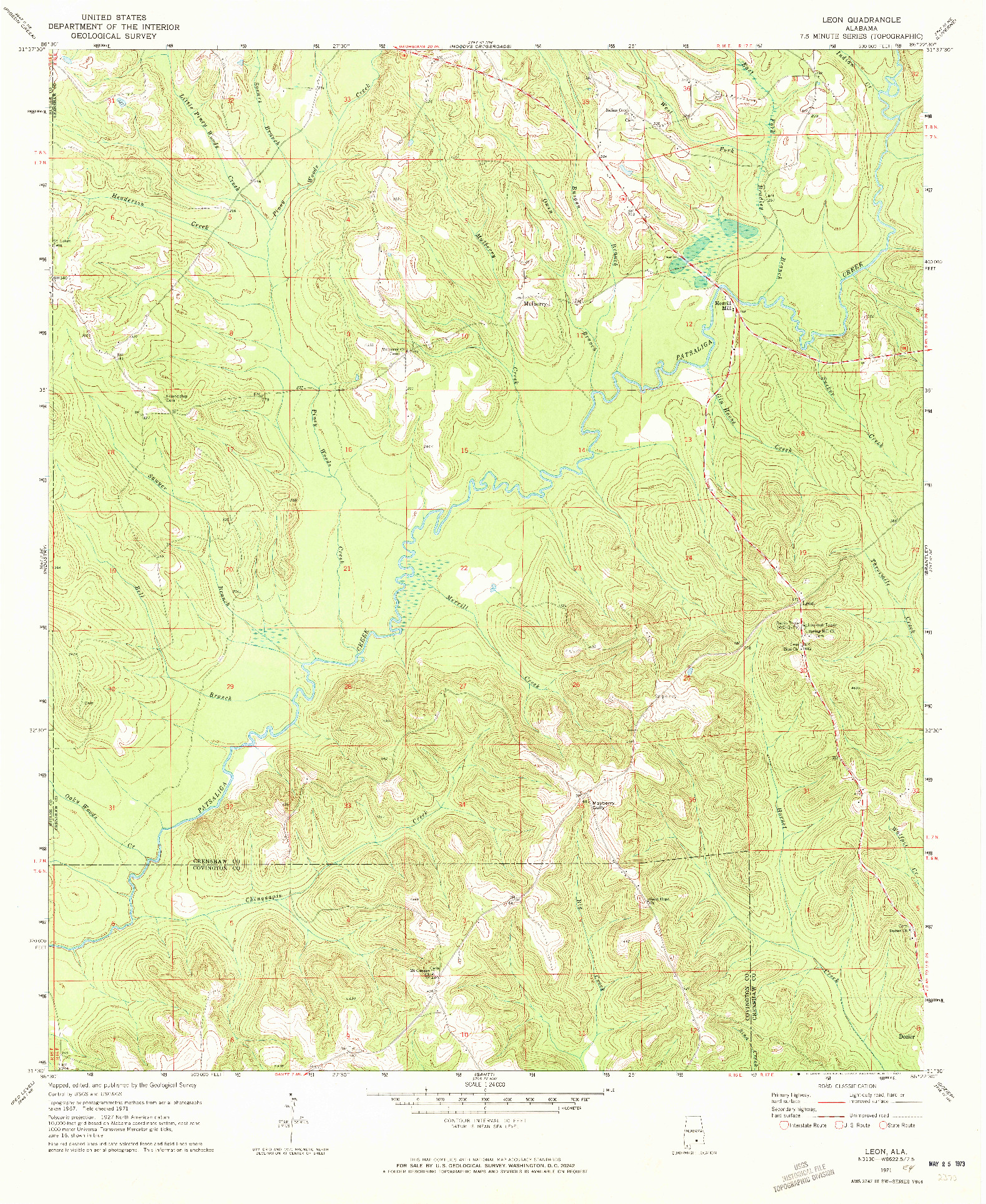 USGS 1:24000-SCALE QUADRANGLE FOR LEON, AL 1971