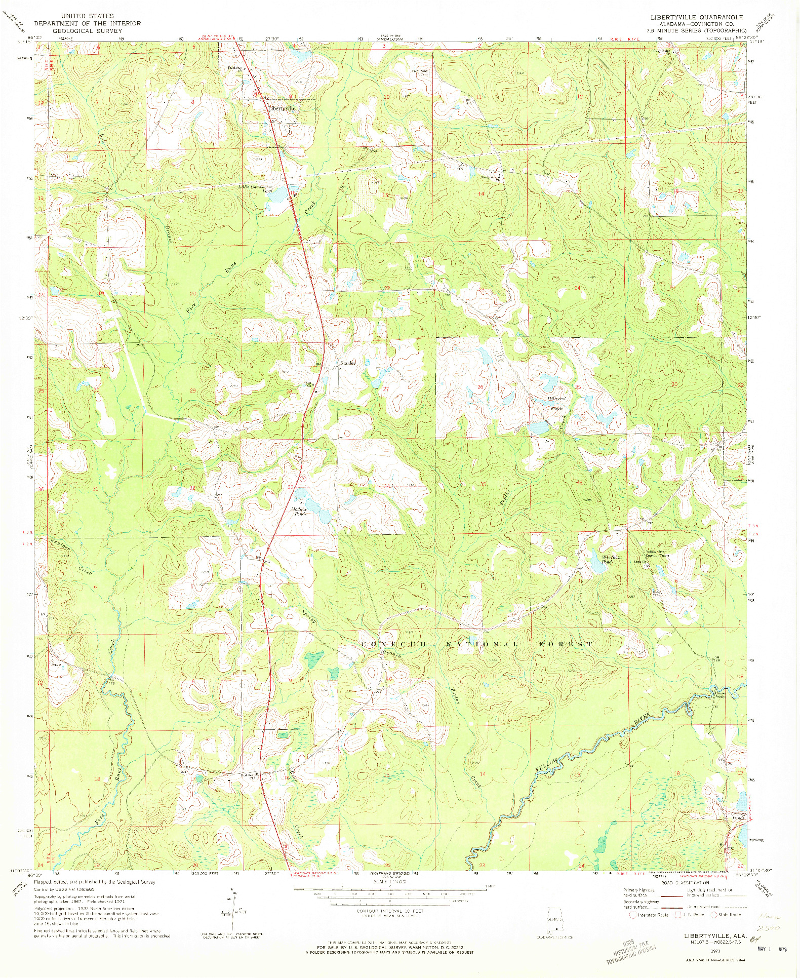 USGS 1:24000-SCALE QUADRANGLE FOR LIBERTYVILLE, AL 1971