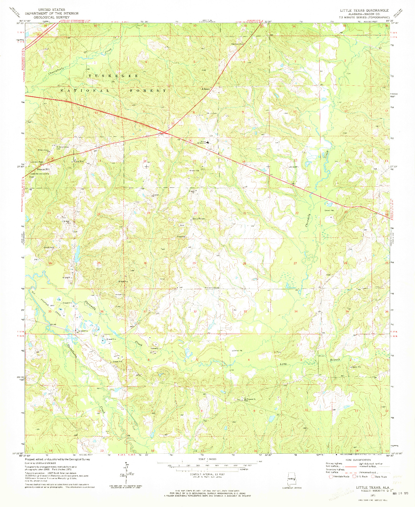 USGS 1:24000-SCALE QUADRANGLE FOR LITTLE TEXAS, AL 1971