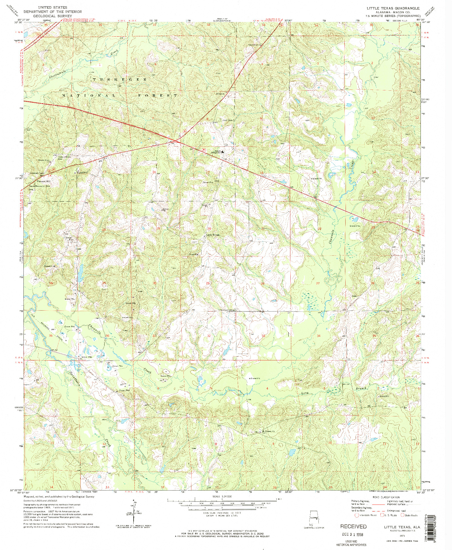 USGS 1:24000-SCALE QUADRANGLE FOR LITTLE TEXAS, AL 1971
