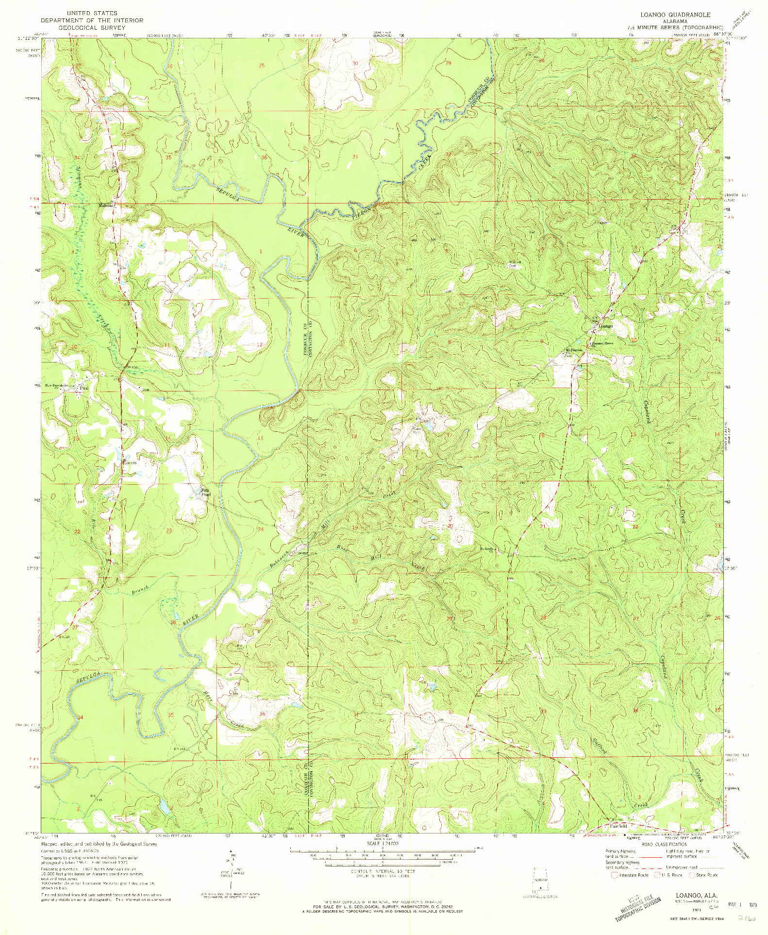 USGS 1:24000-SCALE QUADRANGLE FOR LOANGO, AL 1971