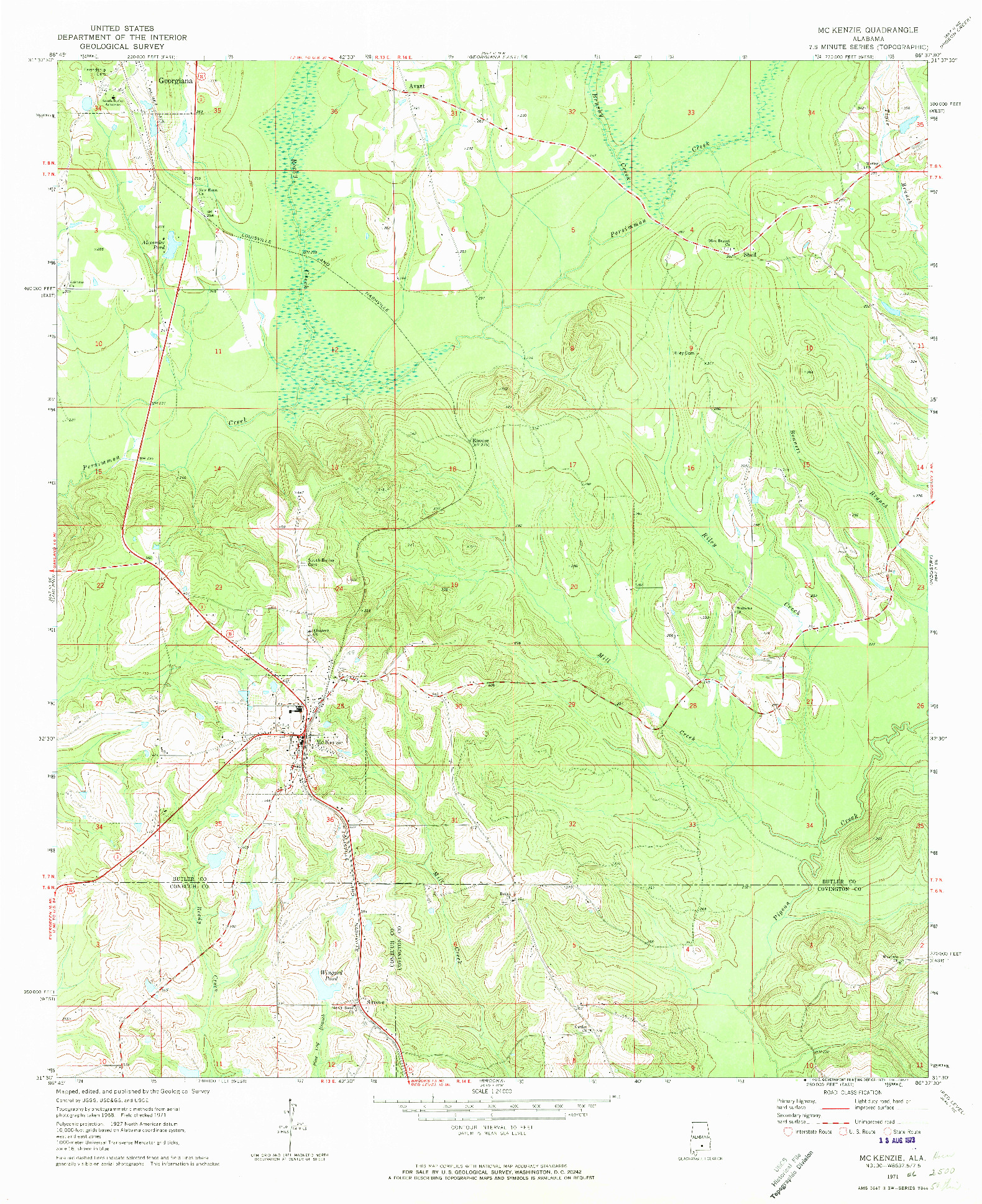 USGS 1:24000-SCALE QUADRANGLE FOR MC KENZIE, AL 1971