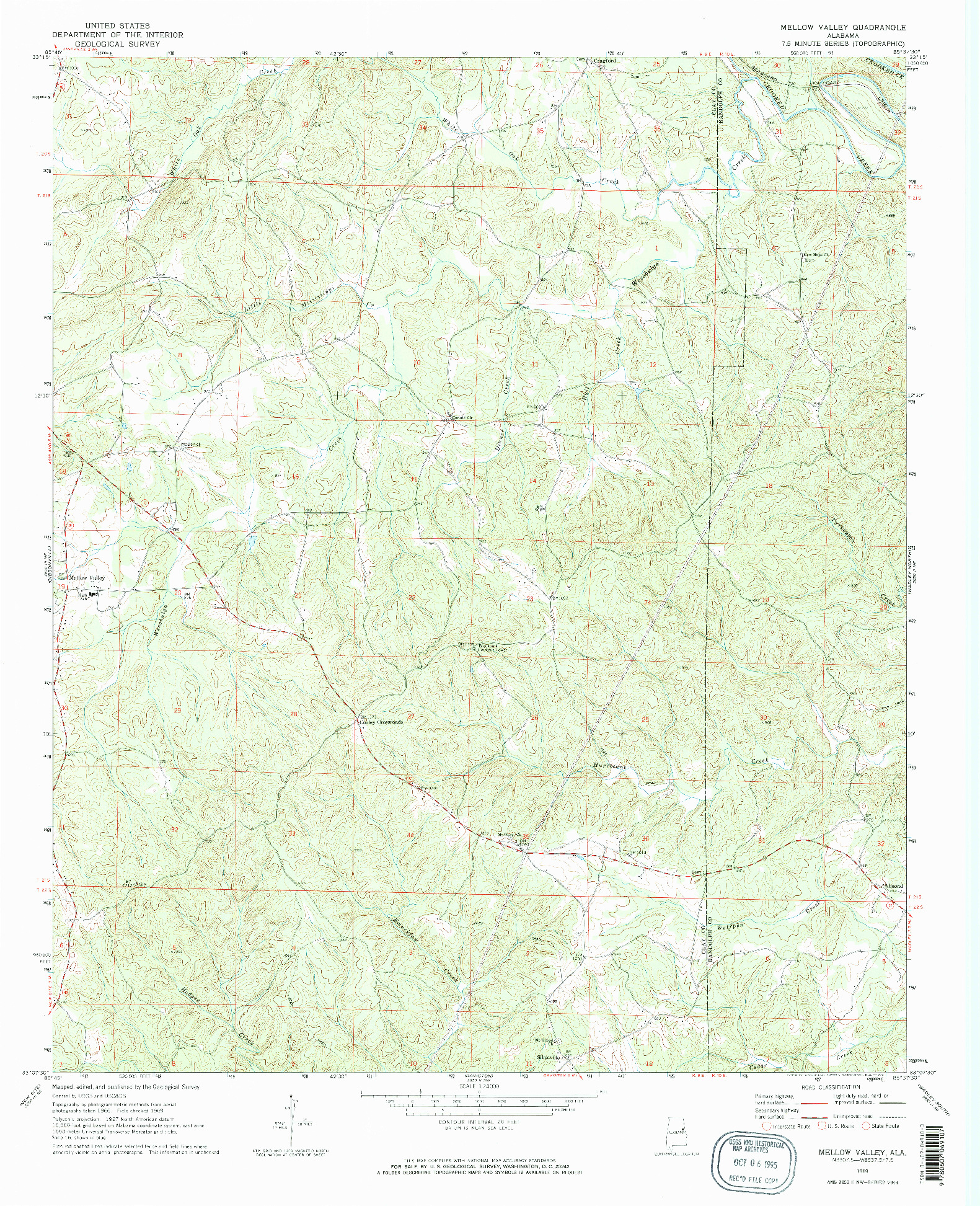 USGS 1:24000-SCALE QUADRANGLE FOR MELLOW VALLEY, AL 1969