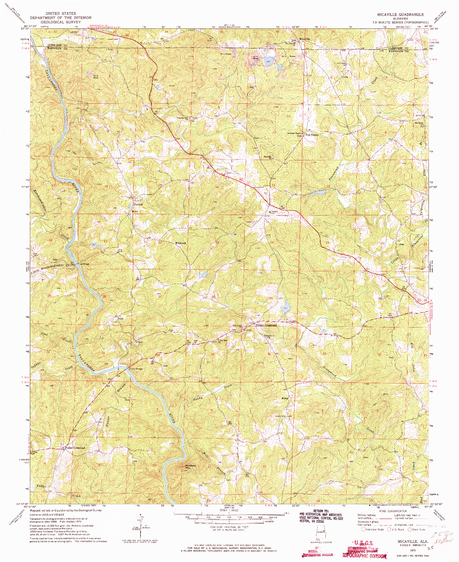 USGS 1:24000-SCALE QUADRANGLE FOR MICAVILLE, AL 1970