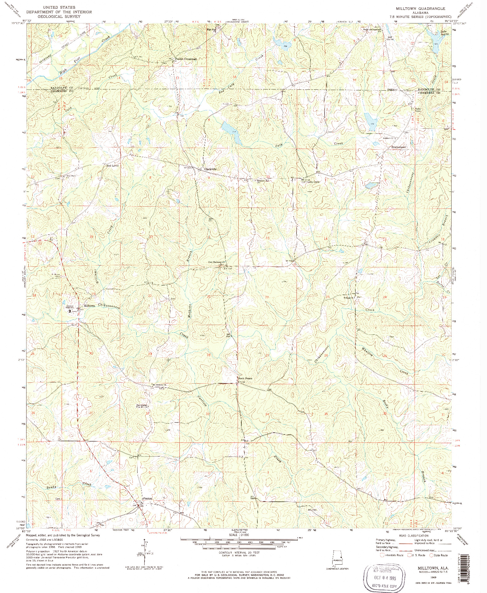 USGS 1:24000-SCALE QUADRANGLE FOR MILLTOWN, AL 1969