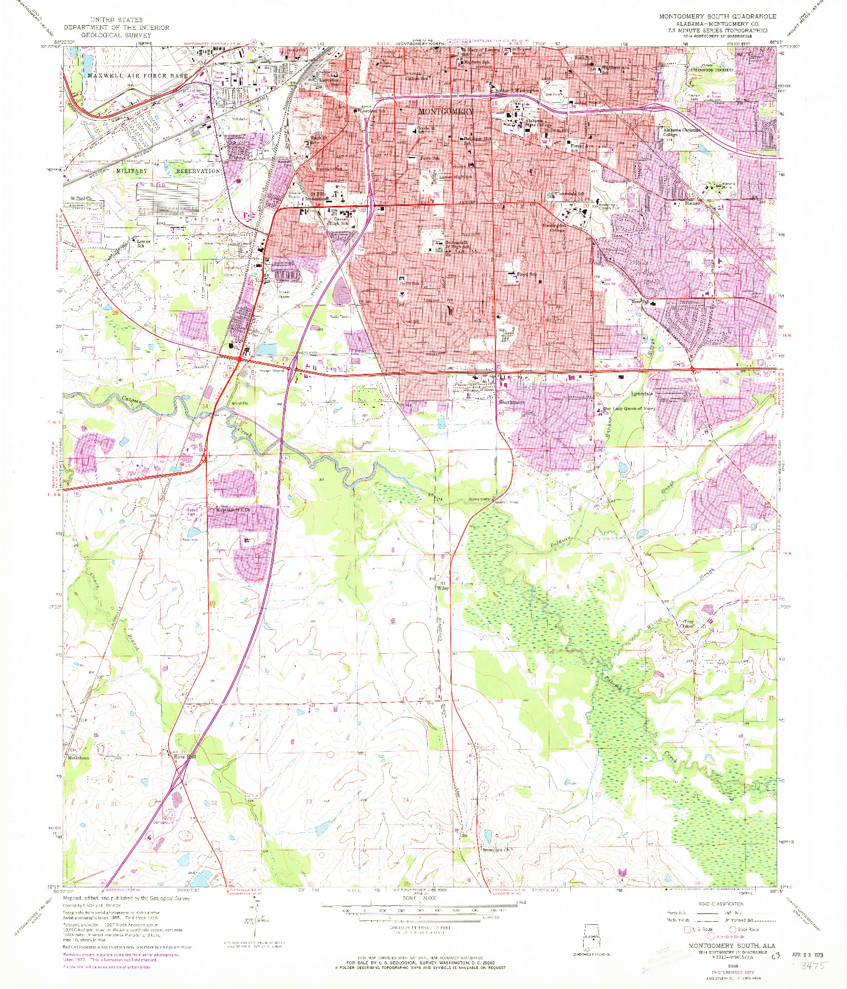 USGS 1:24000-SCALE QUADRANGLE FOR MONTGOMERY SOUTH, AL 1958