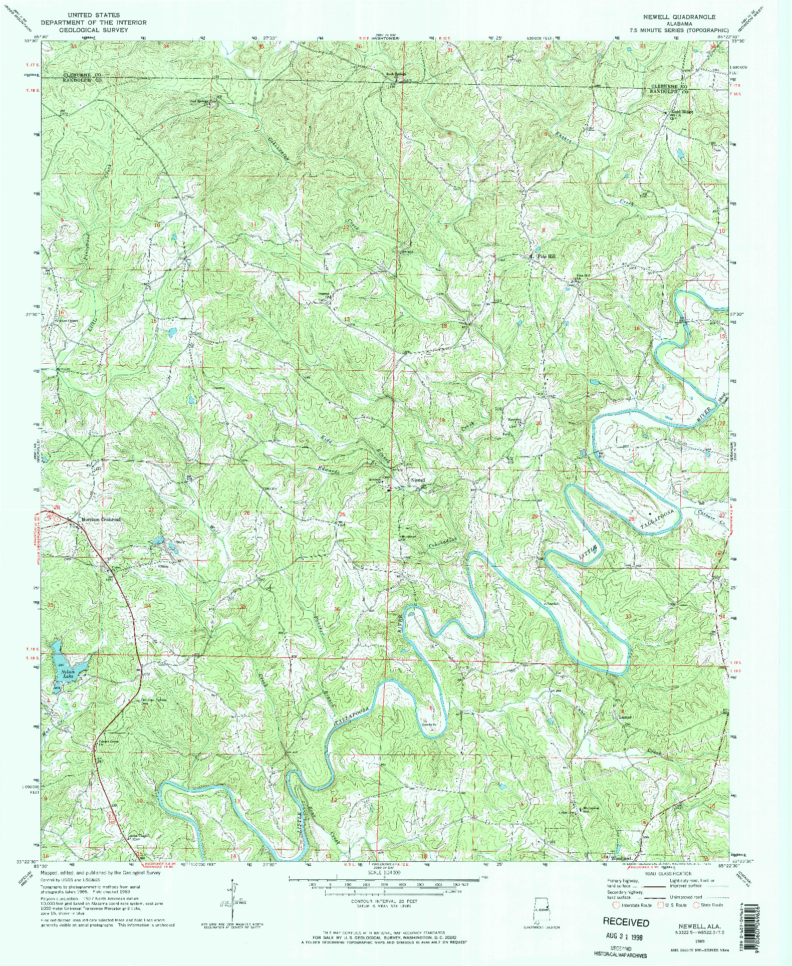 USGS 1:24000-SCALE QUADRANGLE FOR NEWELL, AL 1969