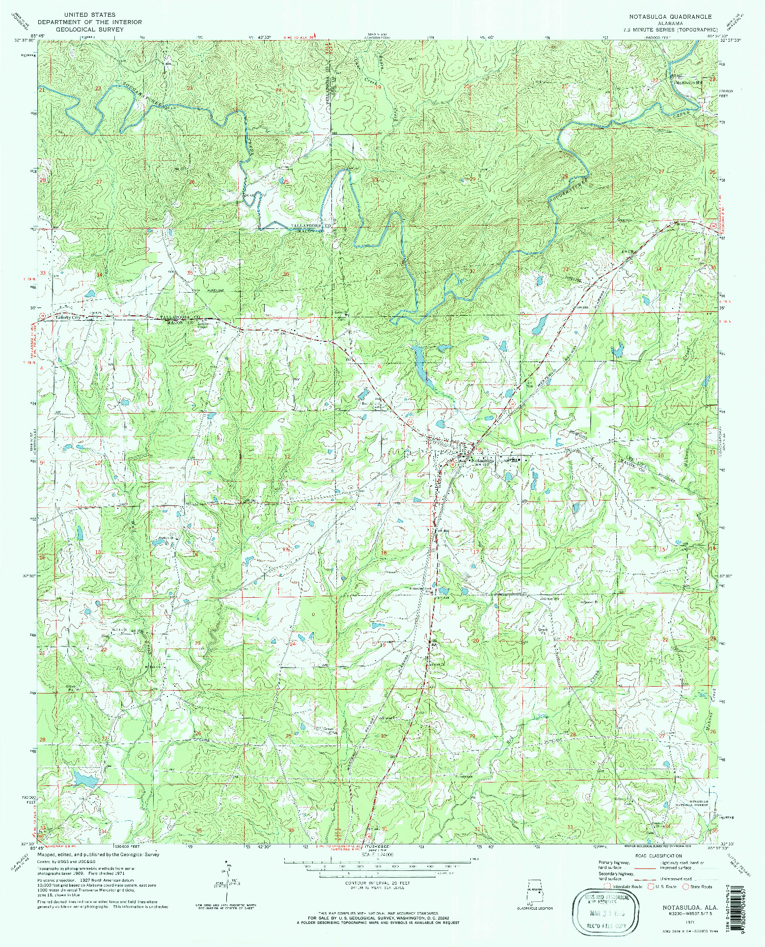 USGS 1:24000-SCALE QUADRANGLE FOR NOTASULGA, AL 1971