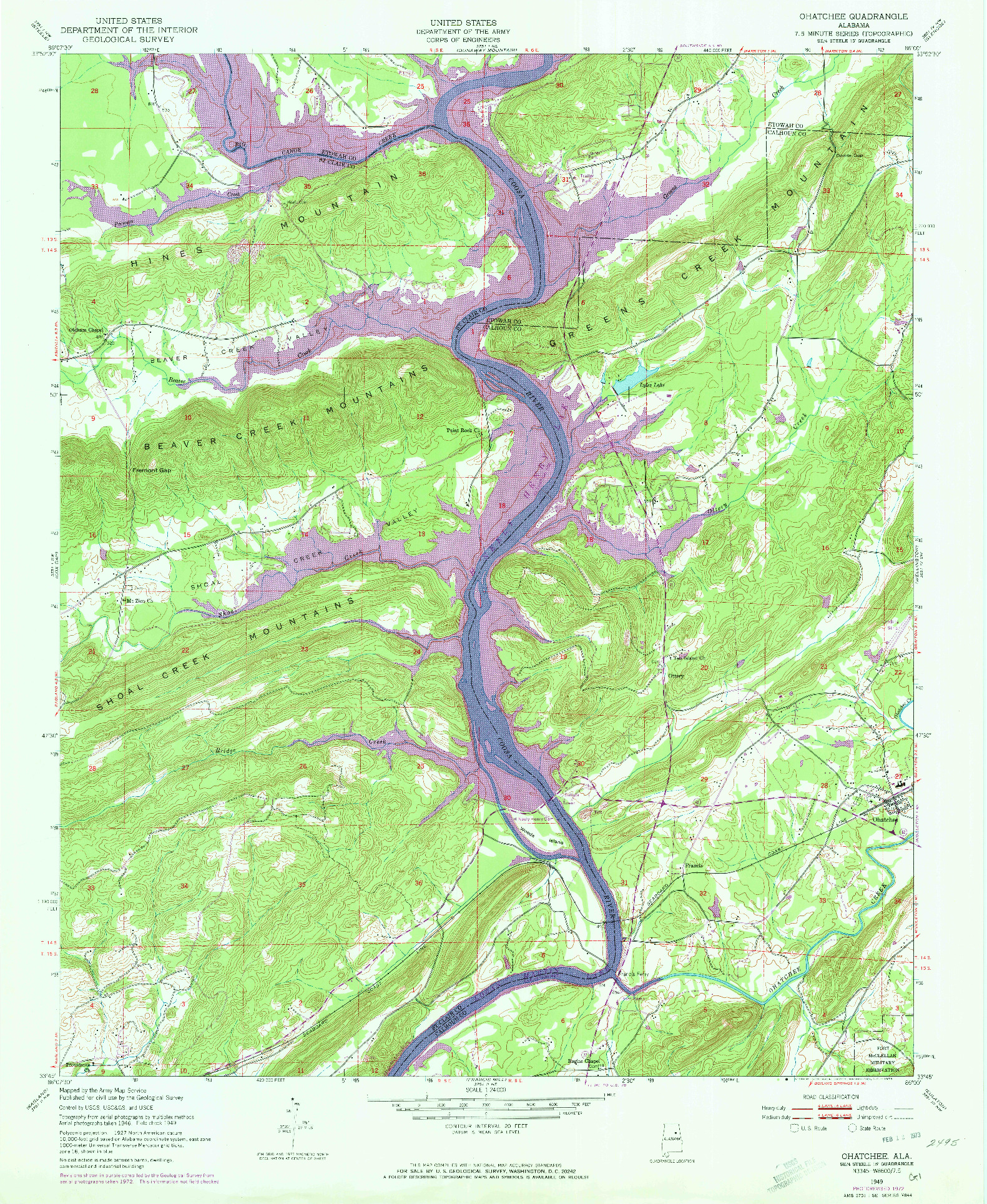 USGS 1:24000-SCALE QUADRANGLE FOR OHATCHEE, AL 1949