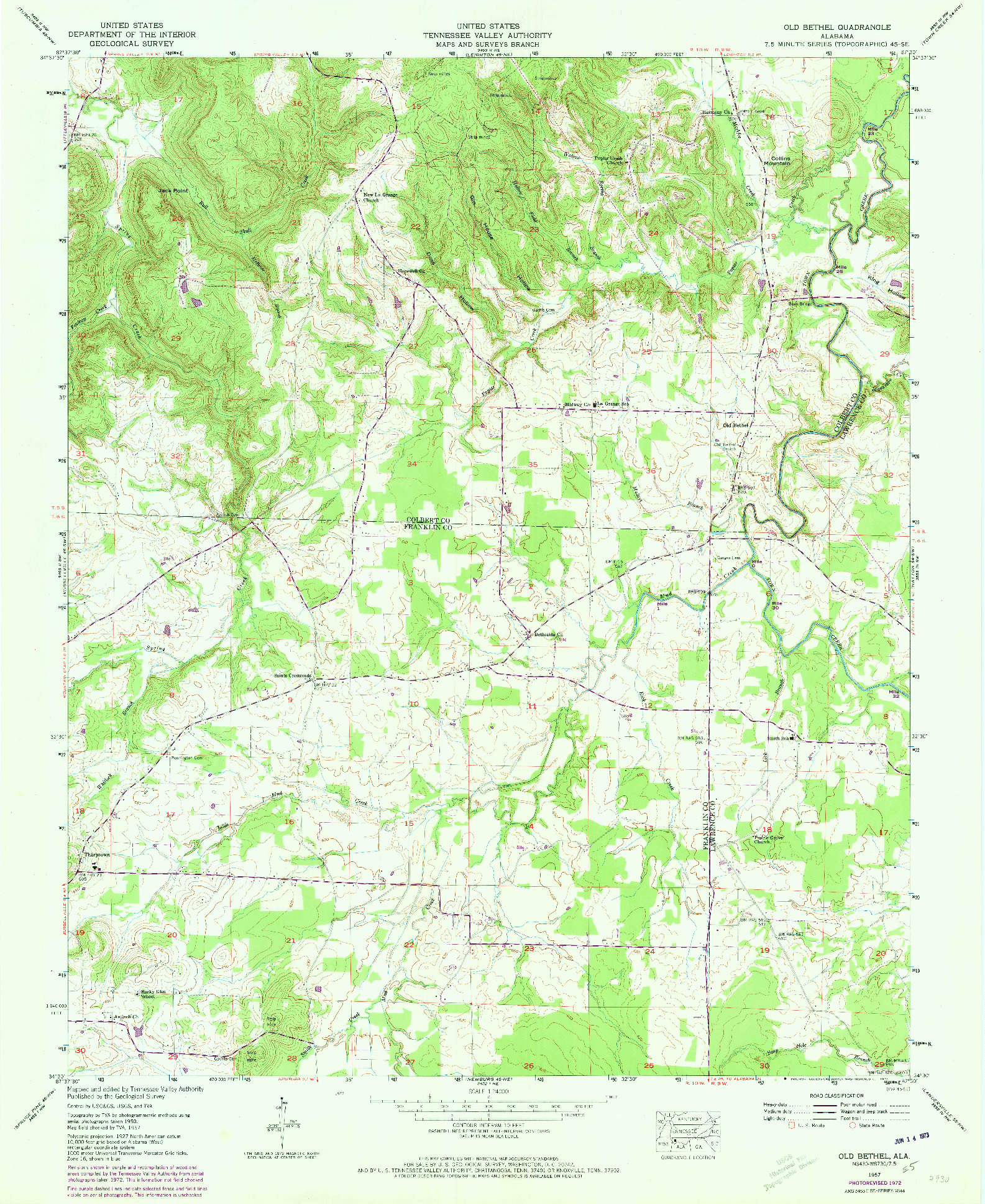 USGS 1:24000-SCALE QUADRANGLE FOR OLD BETHEL, AL 1957