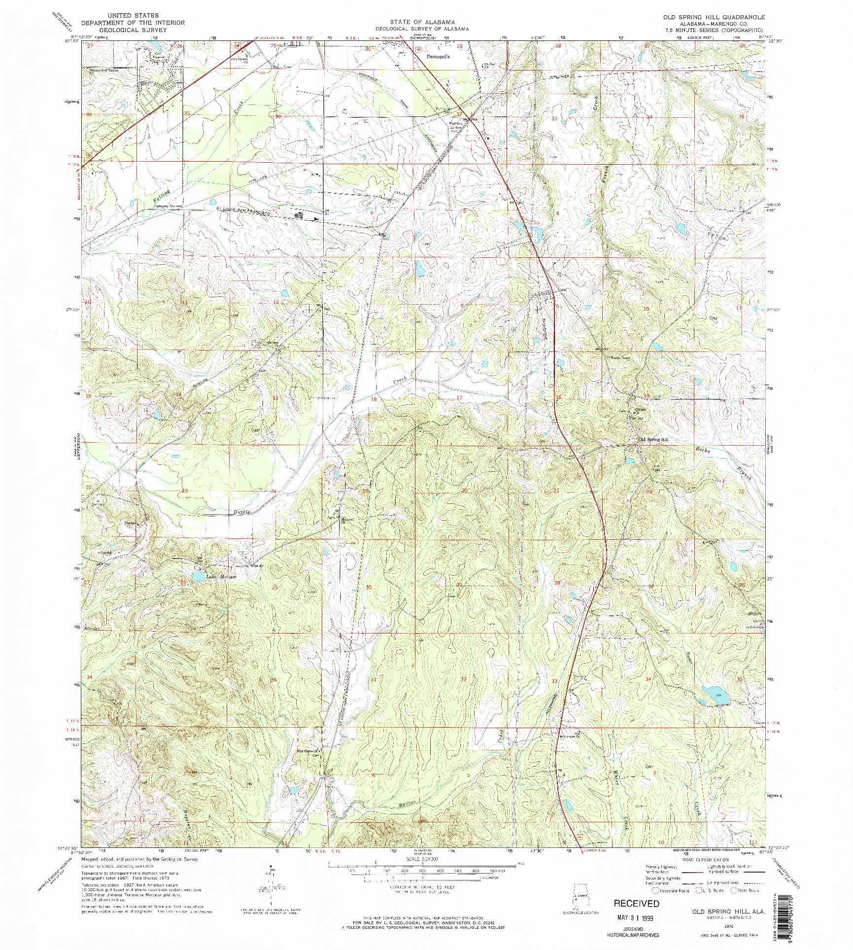 USGS 1:24000-SCALE QUADRANGLE FOR OLD SPRING HILL, AL 1970