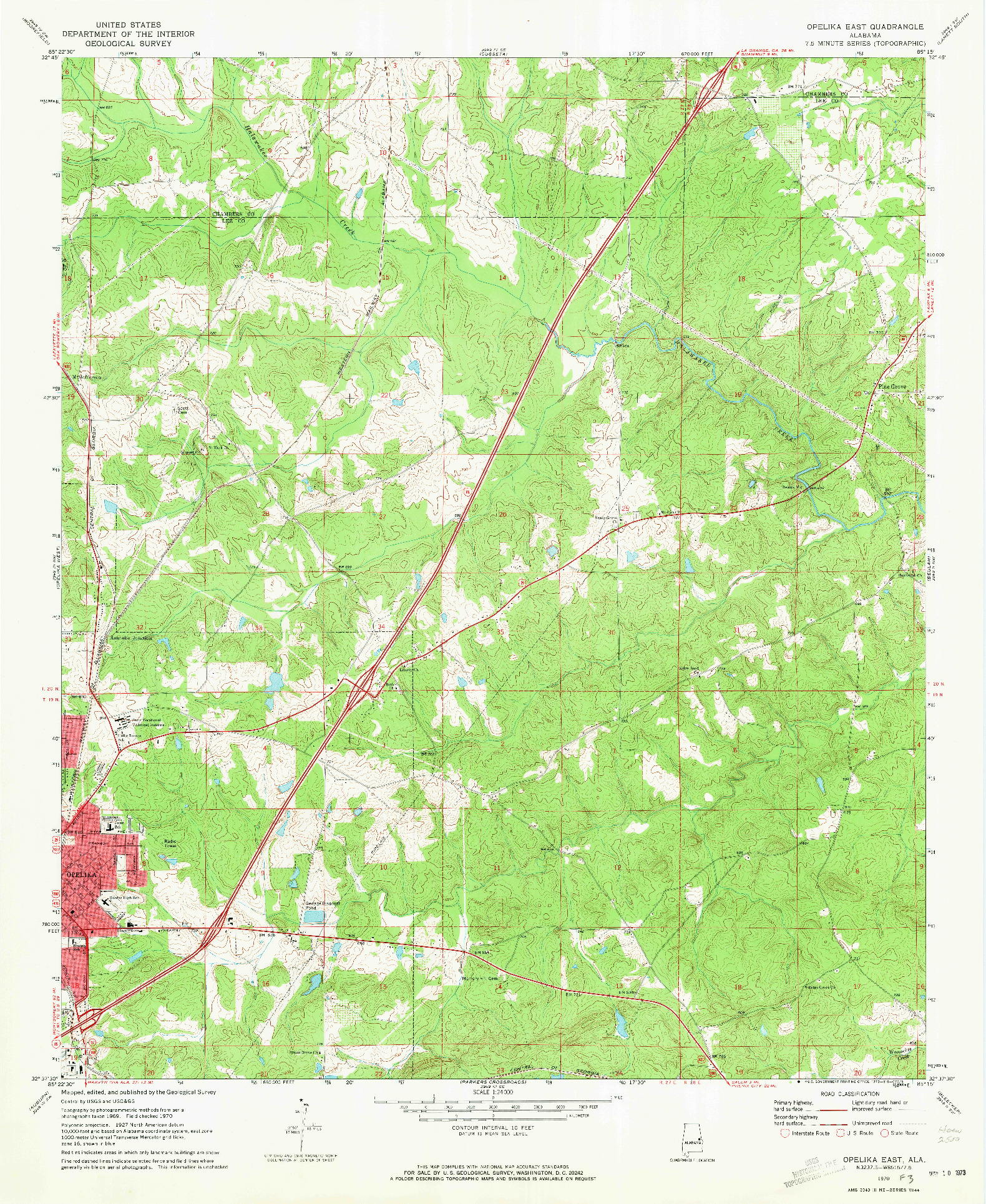 USGS 1:24000-SCALE QUADRANGLE FOR OPELIKA EAST, AL 1970