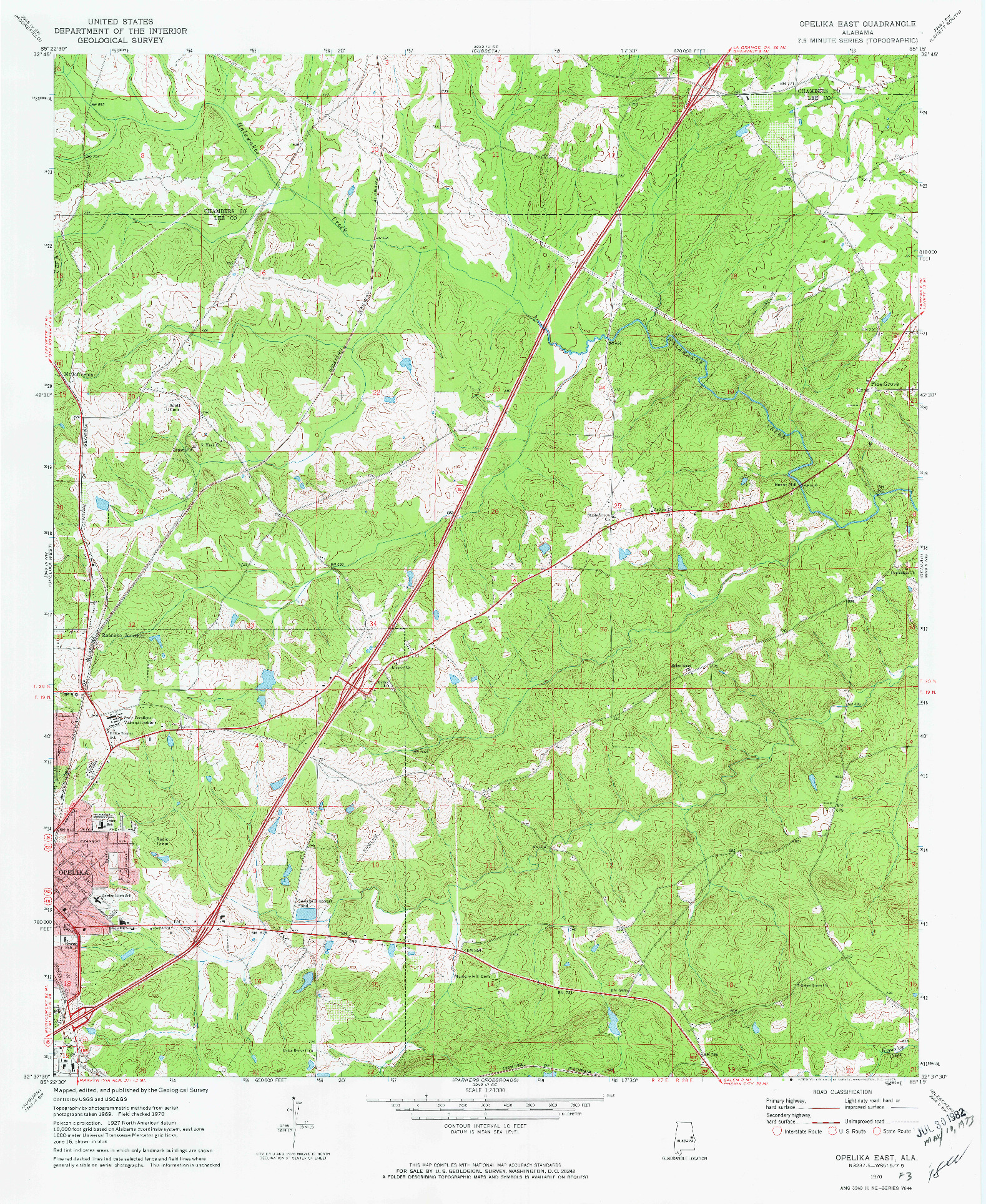 USGS 1:24000-SCALE QUADRANGLE FOR OPELIKA EAST, AL 1970