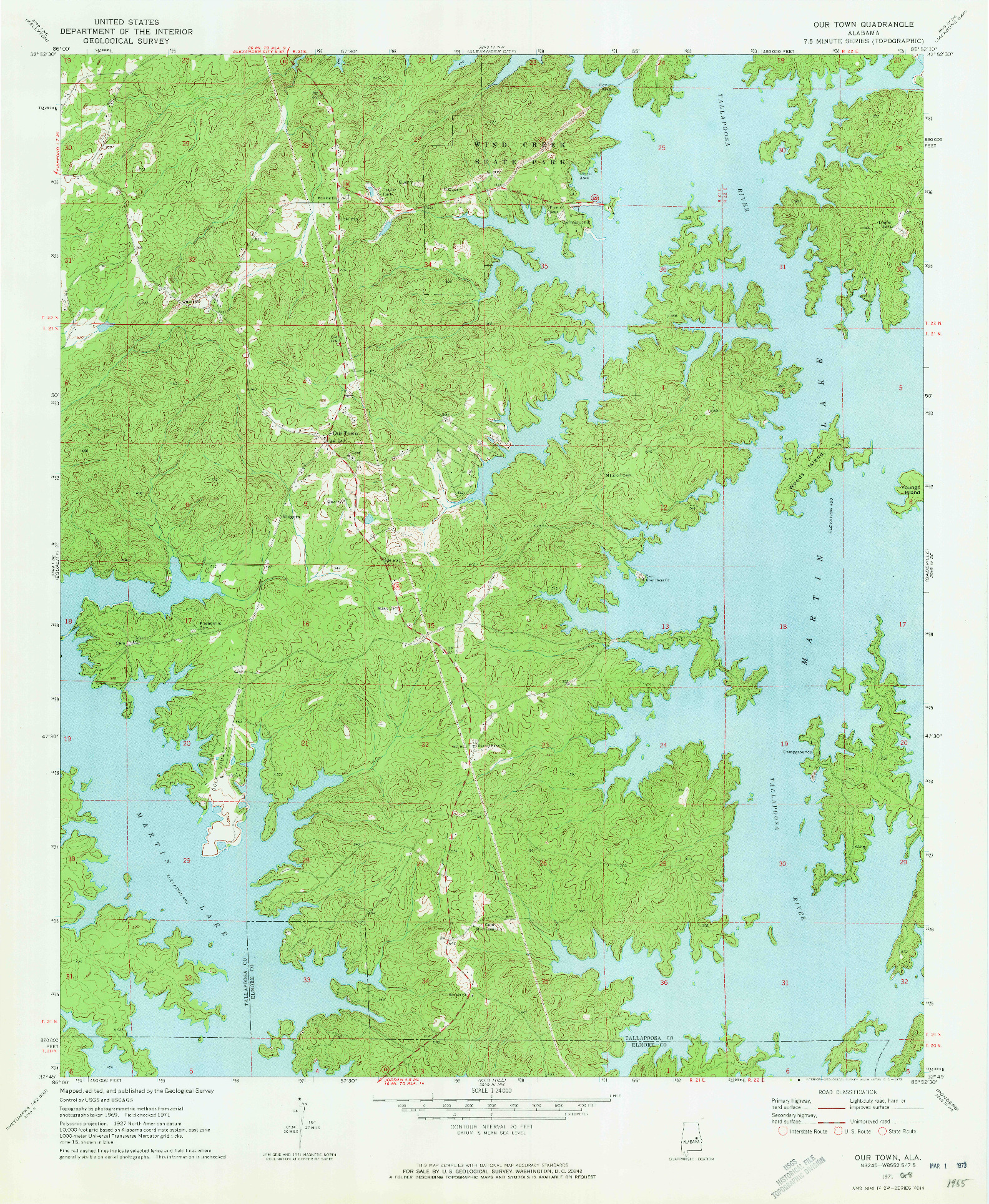 USGS 1:24000-SCALE QUADRANGLE FOR OUR TOWN, AL 1971