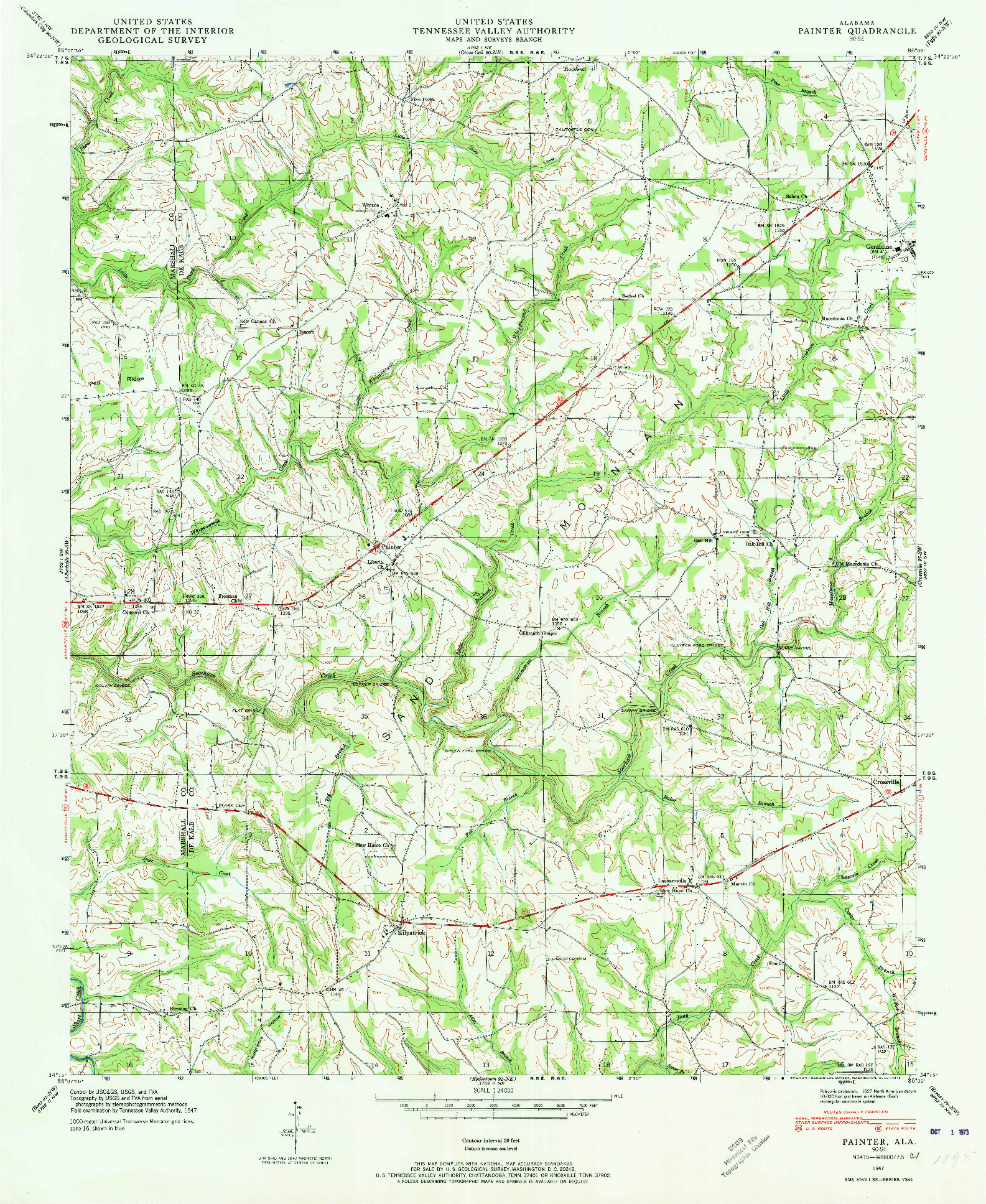 USGS 1:24000-SCALE QUADRANGLE FOR PAINTER, AL 1947