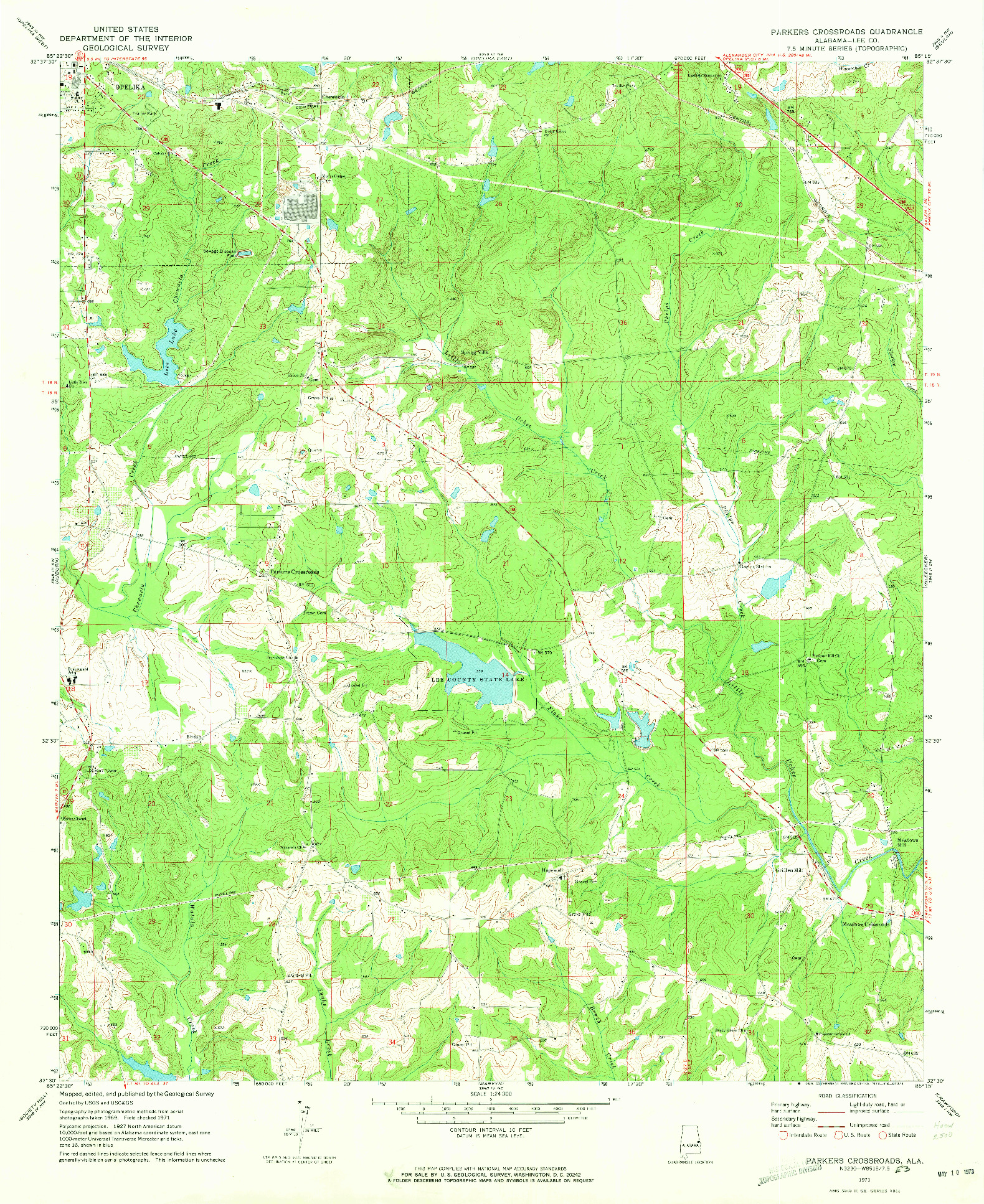 USGS 1:24000-SCALE QUADRANGLE FOR PARKERS CROSSROADS, AL 1971