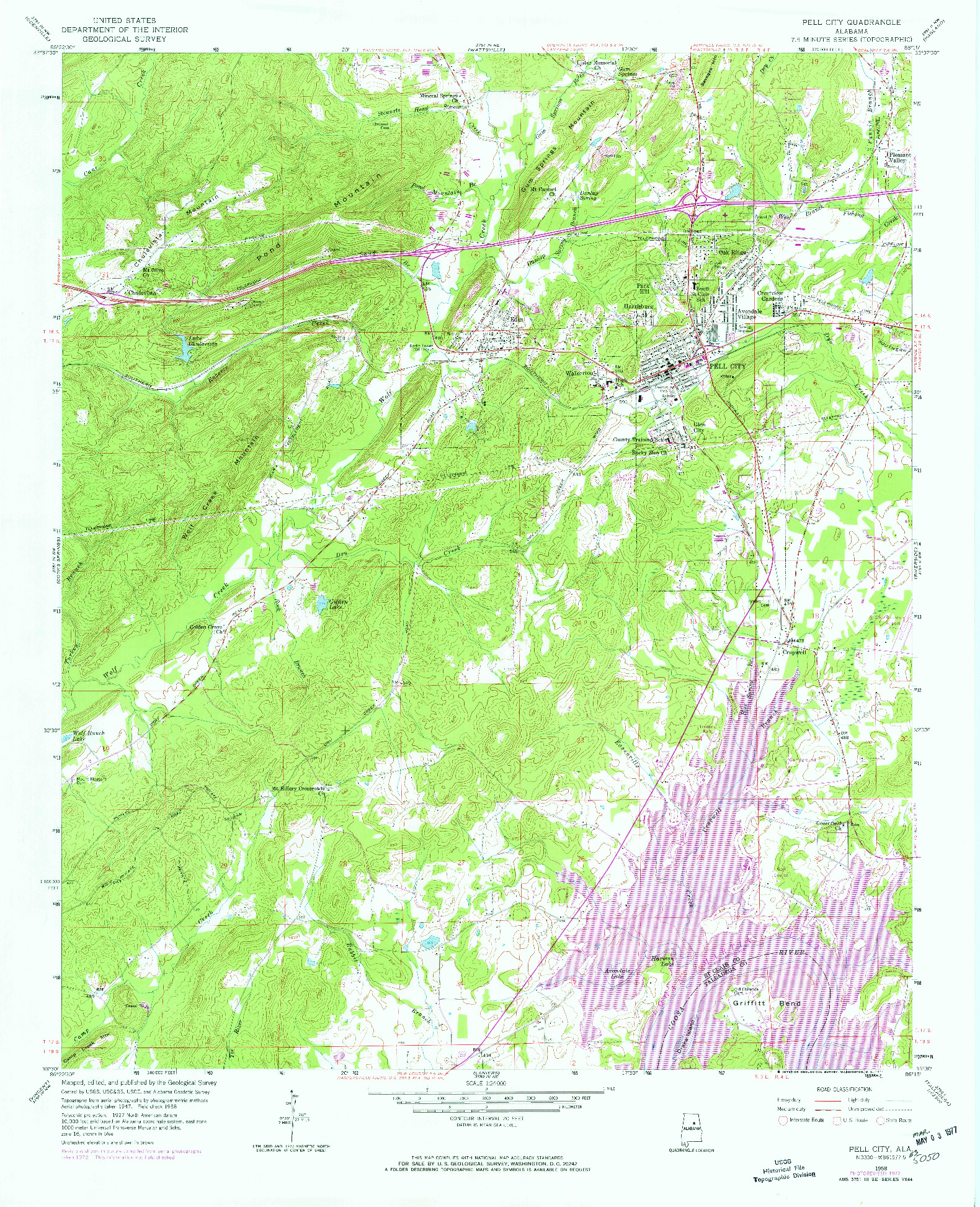 USGS 1:24000-SCALE QUADRANGLE FOR PELL CITY, AL 1958